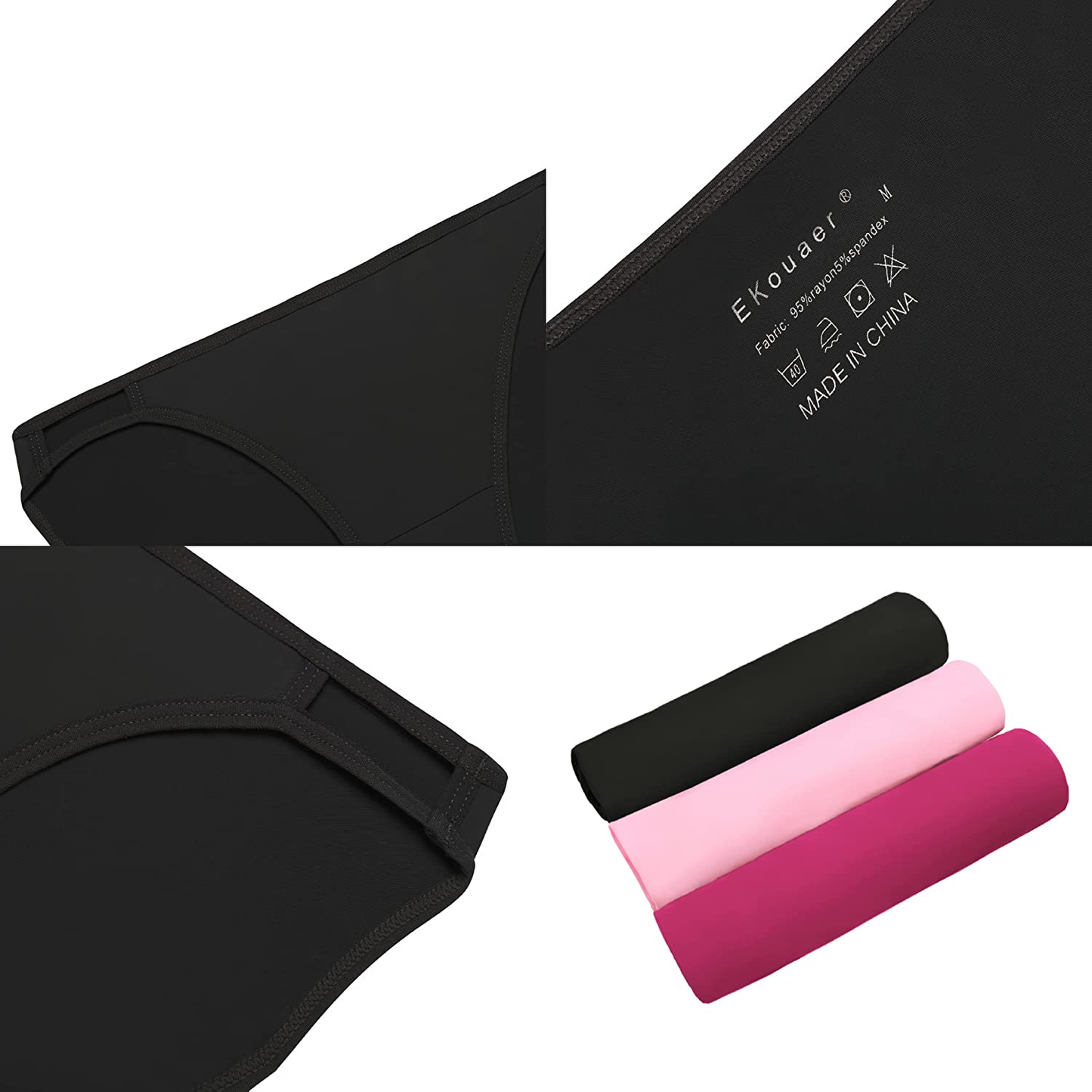 Ekouaer Sexy Ice Silk Bikini Underwear Panty Womens Seamless String Briefs Soft Stretch Breathable Invisible Panty 3 Pack Apparel & Accessories > Clothing > Underwear & Socks > Underwear Ekouaer