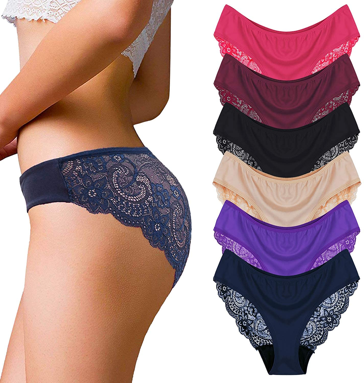 Sunm Boutique Womens Underwear Invisible Seamless Bikini Lace Underwear Half Back Coverage Panties Apparel & Accessories > Clothing > Underwear & Socks > Underwear Sunm Boutique 6 Colors Small