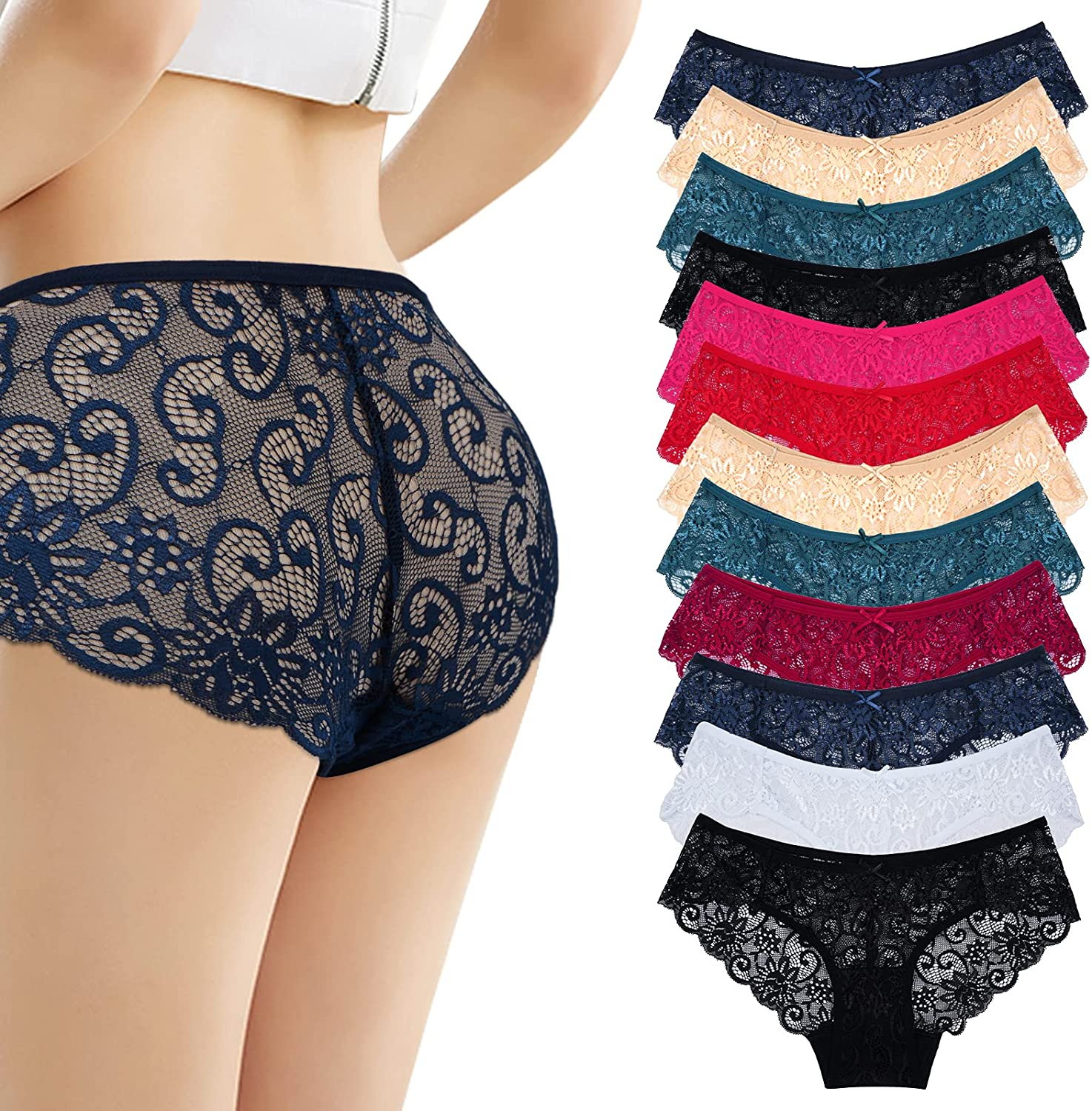 Sunm Boutique Womens Underwear Invisible Seamless Bikini Lace Underwear Half Back Coverage Panties Apparel & Accessories > Clothing > Underwear & Socks > Underwear Sunm Boutique