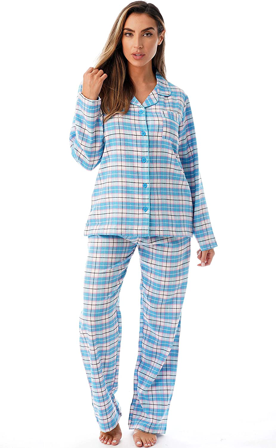 Just Love Long Sleeve Flannel Pajama Sets for Women Apparel & Accessories > Clothing > Sleepwear & Loungewear > Pajamas Just Love Blue Medium