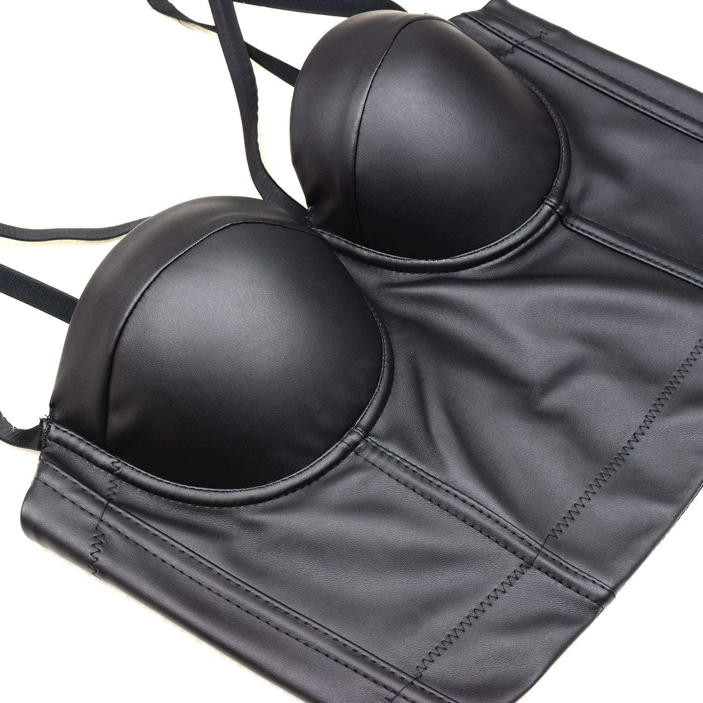 ELLACCI PU Leather Sexy Cut Cross Bustier Crop Top Gothic Women'S Corset Top Bra Apparel & Accessories > Clothing > Underwear & Socks > Lingerie ELLACCI