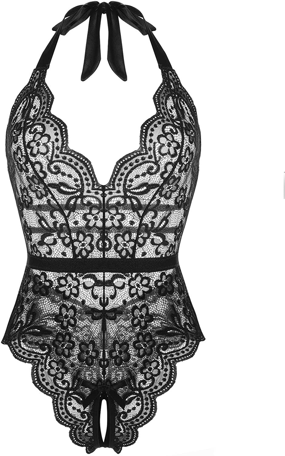 LOLLO VITA Women Lingerie Lace Bodysuit One Piece Babydoll Teddy Chemise Sleepwear Apparel & Accessories > Clothing > Underwear & Socks > Lingerie LOLLO VITA 2-black Small Wide