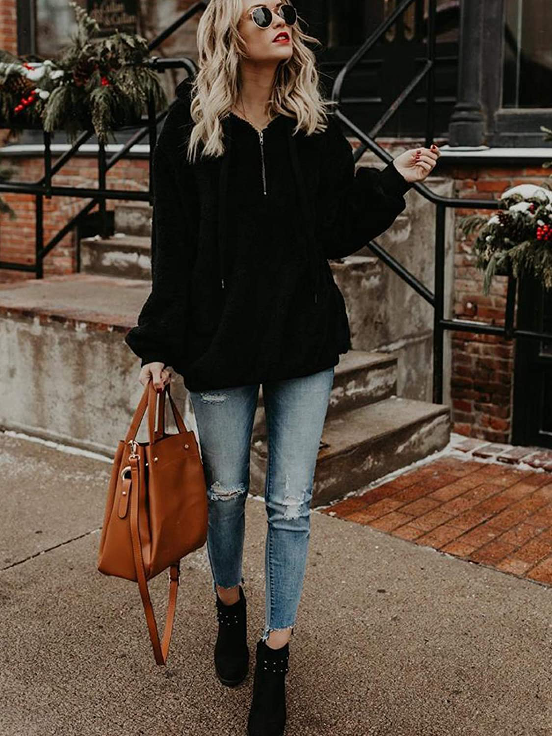 Century Star Hoodies for Women Fleece Hoodie with Pockets Athletic Hooded Pullover Tops Winter Fuzzy Hoodies Fuzzy Sweatshirt Apparel & Accessories > Clothing > Activewear Kylie Max