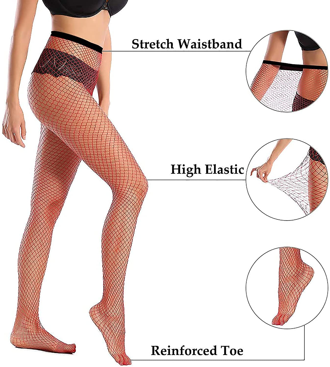 FLORA GUARD High Waist Tights Fishnet Stockings, High Waist Sexy Fishnets Pantyhose - 4 Pairs Apparel & Accessories > Clothing > Underwear & Socks > Shapewear FLORA GUARD