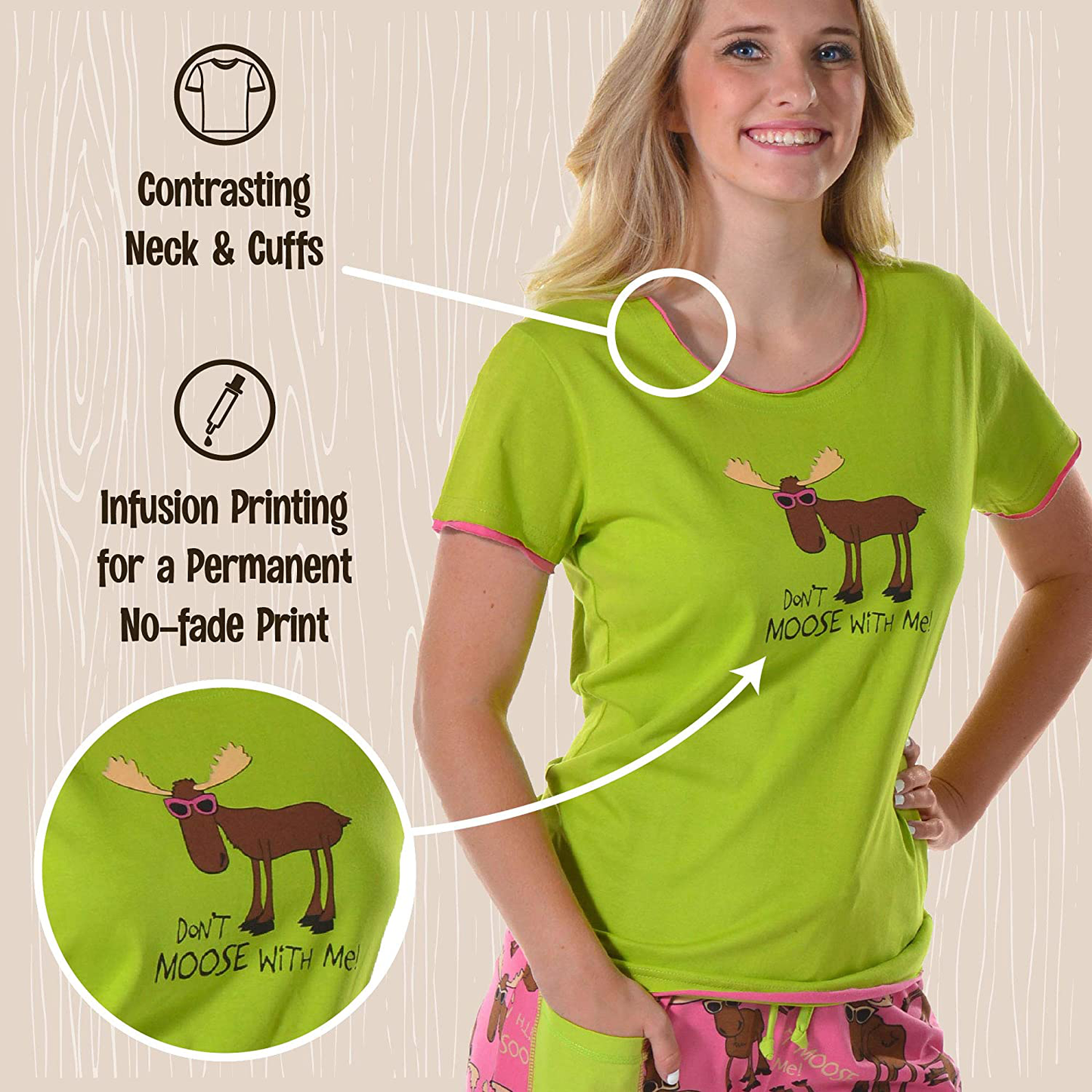 Lazy One Fitted Pajamas for Women, Cute Animal Pajama Top and Pants Separates Apparel & Accessories > Clothing > Sleepwear & Loungewear > Pajamas Kylie Max
