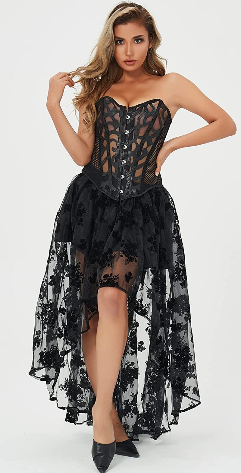 Everlove Corset Satin Overbust Lace up Busiter Shapewear Outfit Apparel & Accessories > Clothing > Underwear & Socks > Lingerie EverLove