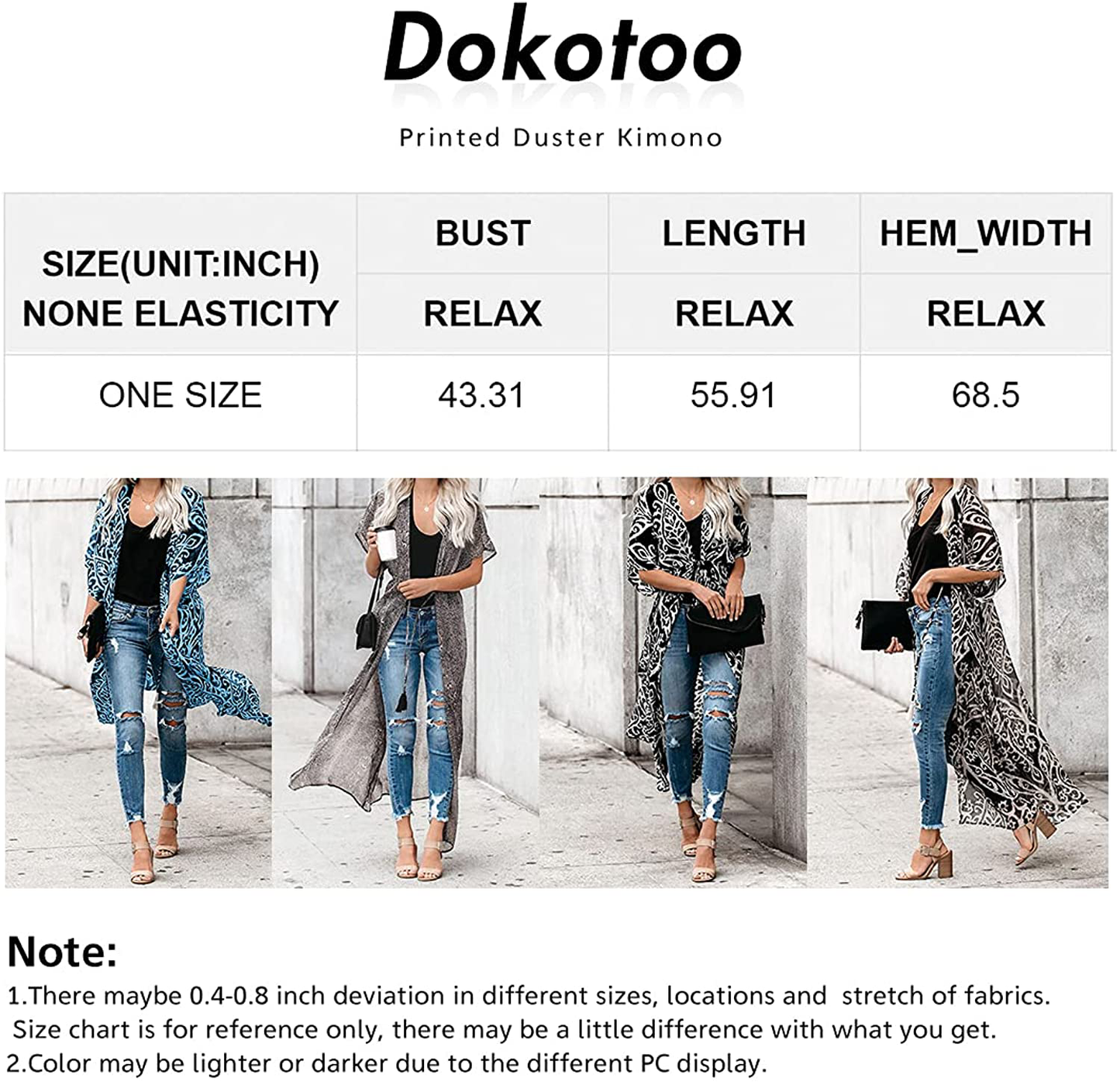 Dokotoo Womens 2022 Fashion Print Kimono Tassel Casual Cardigan Loose Cover Up Apparel & Accessories > Clothing > Swimwear Kylie Max
