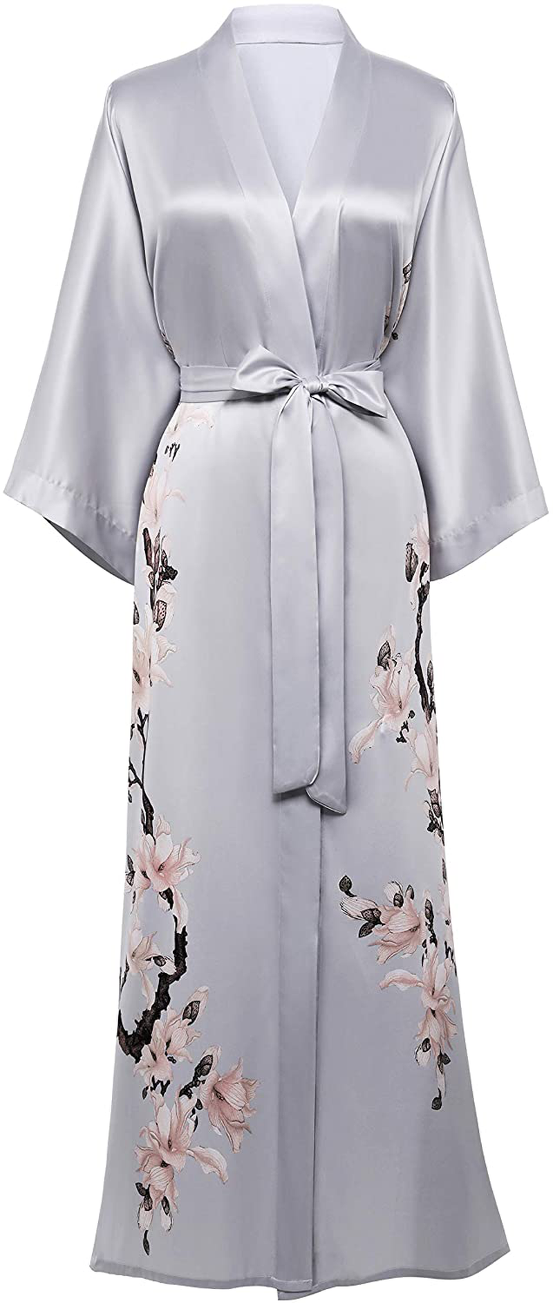 BABEYOND Kimono Robe Cover up Long Floral Satin Sleepwear Silky Bathrobe Bachelorette Robe Apparel & Accessories > Clothing > Sleepwear & Loungewear > Robes Kylie Max