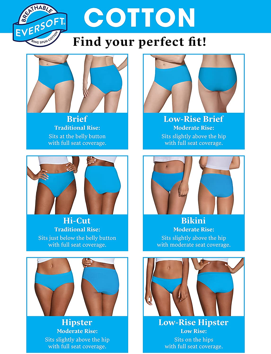 Fruit of the Loom Women'S Eversoft Cotton Brief Underwear (Regular & plus Size) Apparel & Accessories > Clothing > Underwear & Socks > Underwear Fruit of the Loom