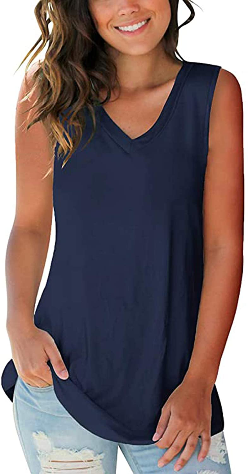 SAMPEEL Tank Tops for Women Trendy V Neck Basic Sleeveless Tee Shirts Women Casual Apparel & Accessories > Clothing > Activewear Kylie Max