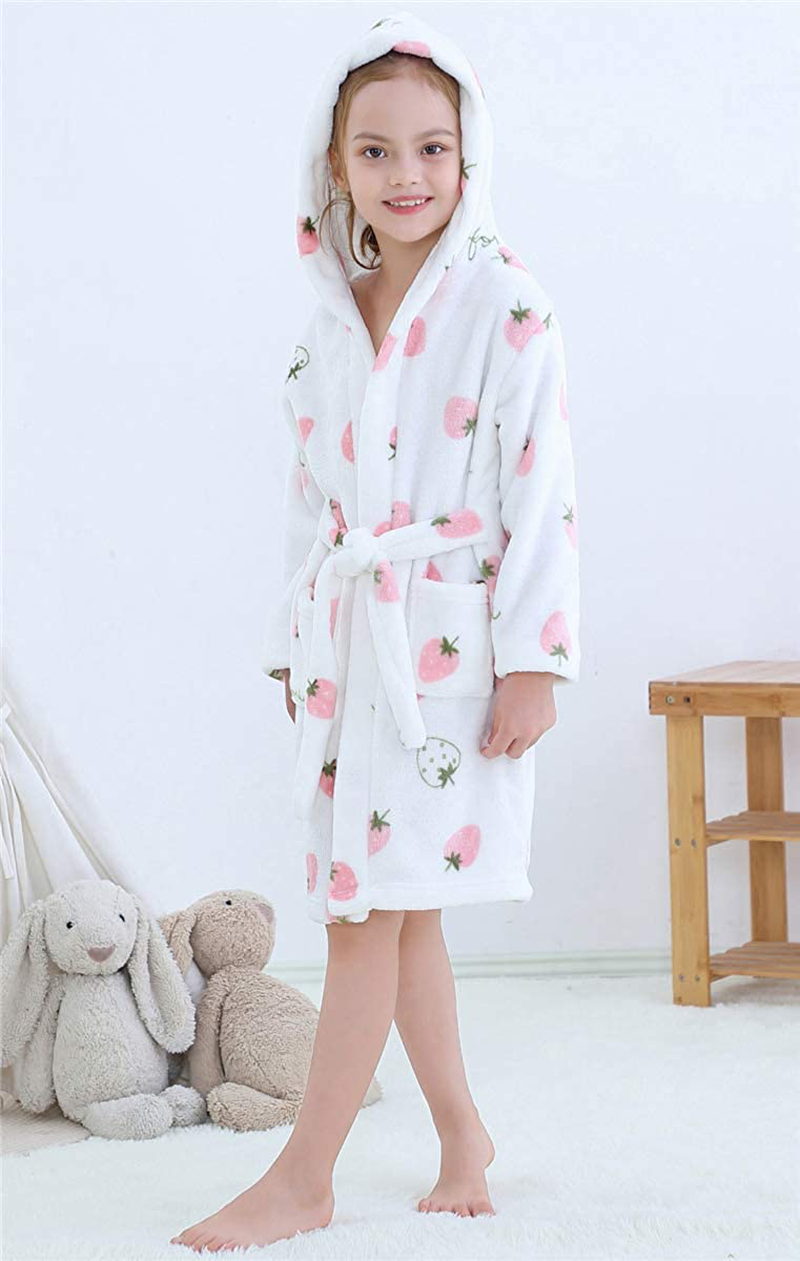 Betusline Girls Bathrobe Soft Fleece Hooded Robe, 12 Months - 18 Years Apparel & Accessories > Clothing > Sleepwear & Loungewear > Robes Kylie Max
