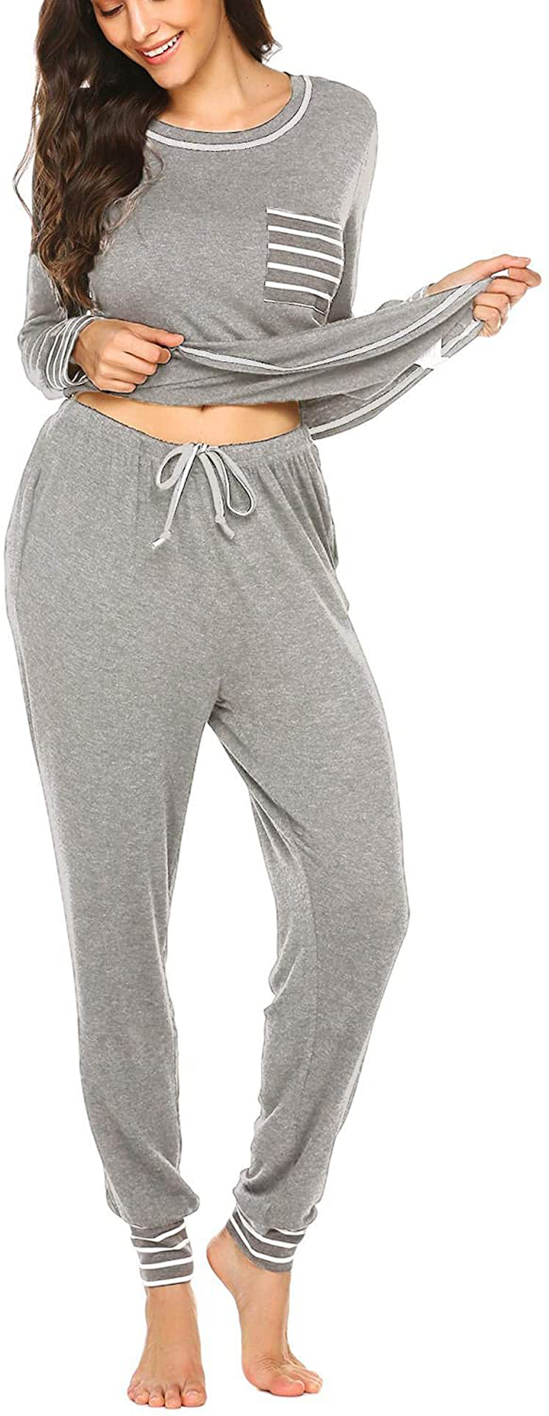 Ekouaer Pajamas Women’S Long Sleeve Sleepwear with Long Pants Soft Loungewear Pj Set S-XXL Apparel & Accessories > Clothing > Sleepwear & Loungewear > Pajamas Kylie Max