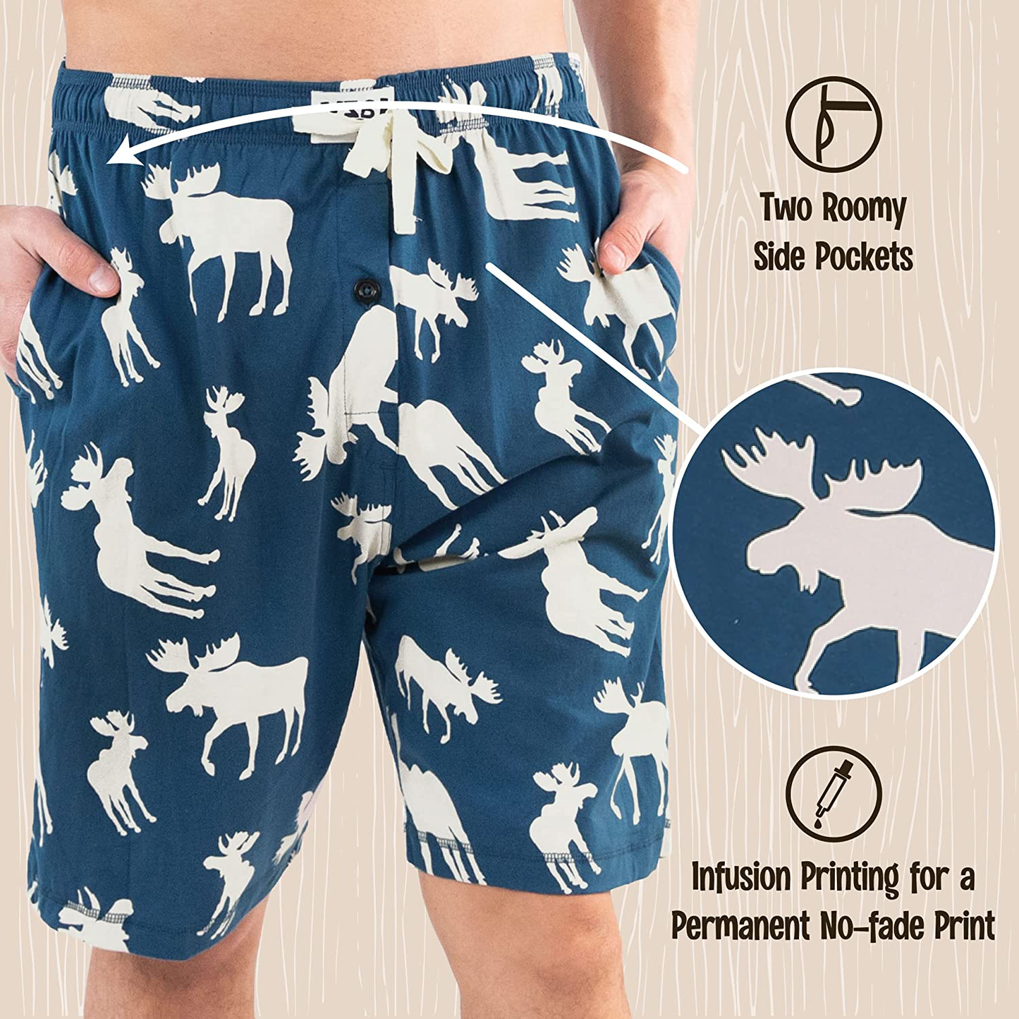 Lazy One Pajama Shorts for Men, Men'S Separate Bottoms, Cotton Loungewear Apparel & Accessories > Clothing > Sleepwear & Loungewear > Pajamas Kylie Max