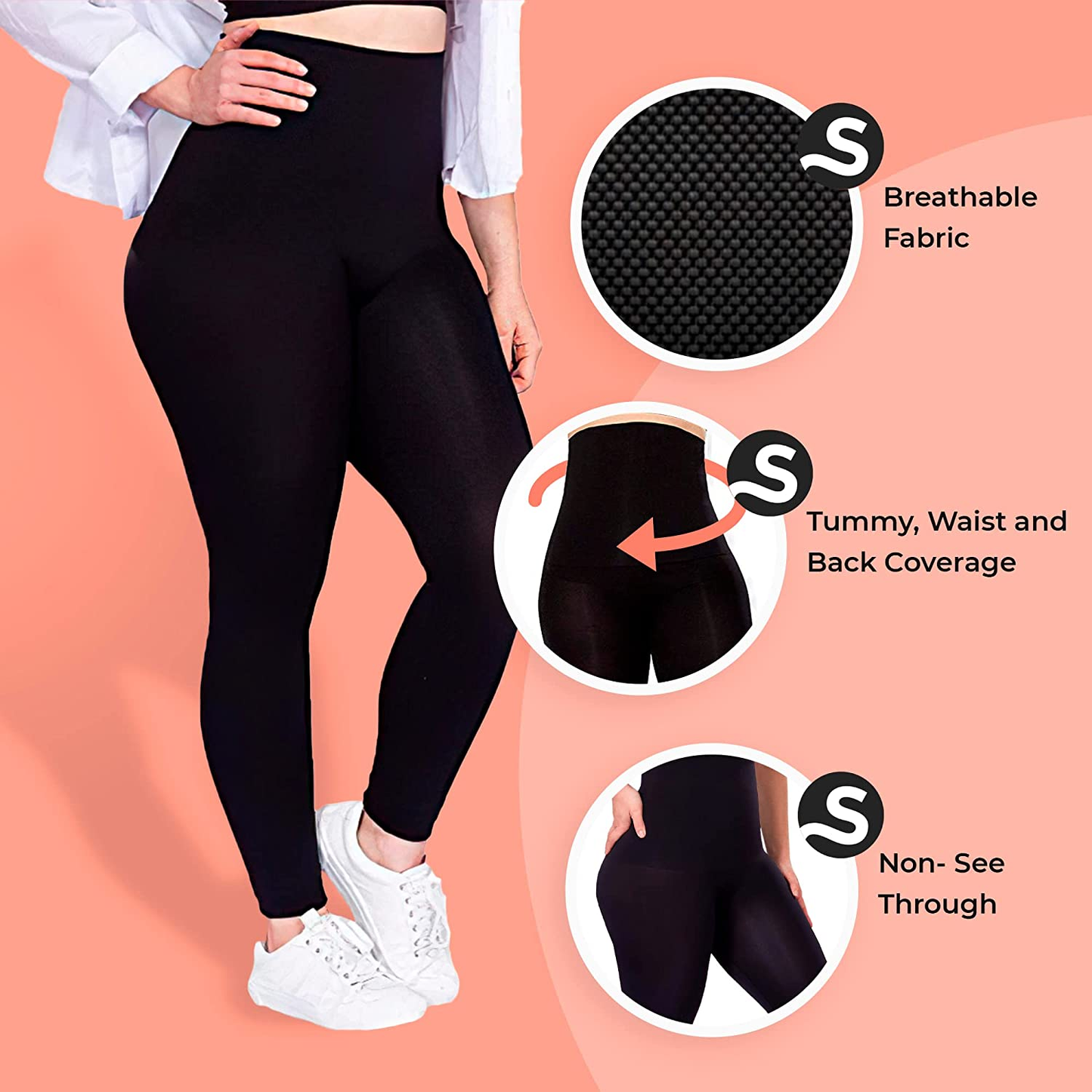 Shapermint High Waisted Medium Compression Leggings - Shapewear for Women Apparel & Accessories > Clothing > Underwear & Socks > Shapewear Shapermint