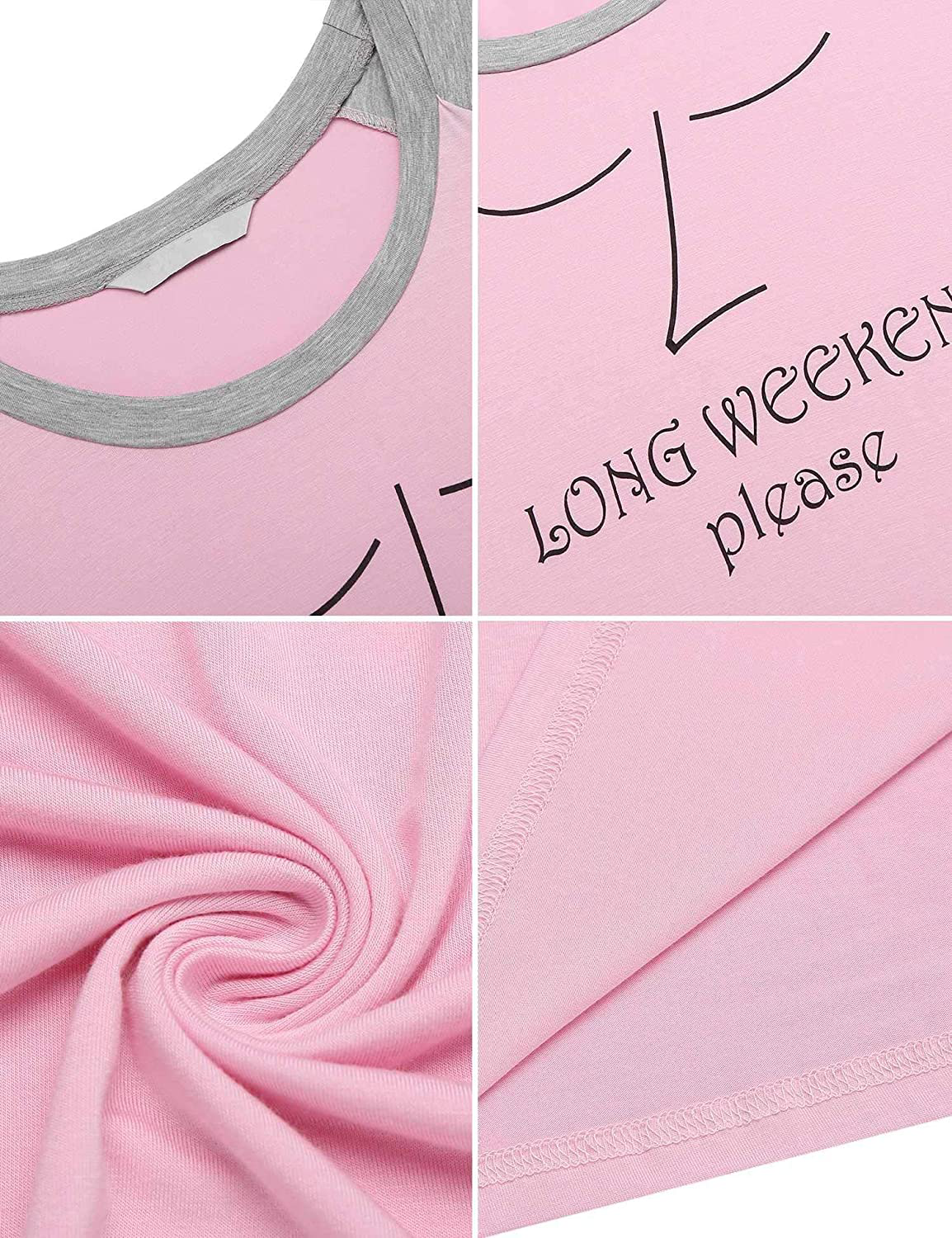 Ekouaer Womens Nightgowns Short Sleeve Nightshirts Printed Sleepwear Soft Sleep Shirts S-3XL Apparel & Accessories > Clothing > Sleepwear & Loungewear > Nightgowns Kylie Max