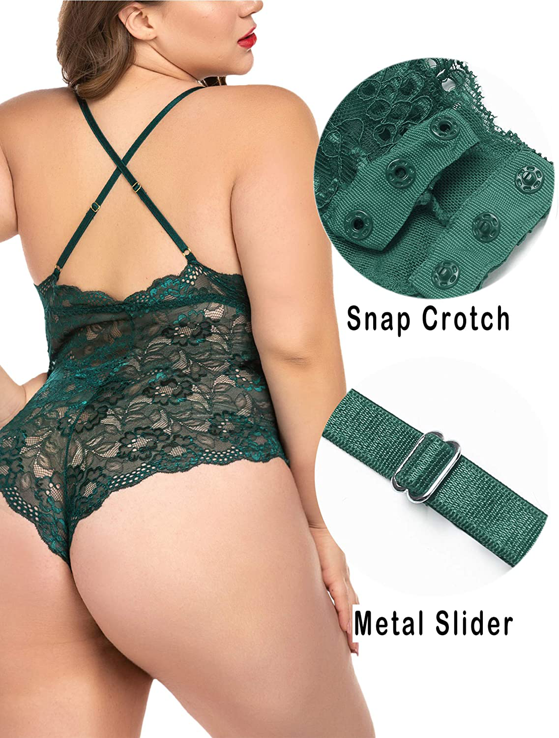 ELOVER Lingerie for Women Plus Size Lace Teddy Lingerie Bodysuit One Piece Babydoll Apparel & Accessories > Clothing > Underwear & Socks > Lingerie ELOVER