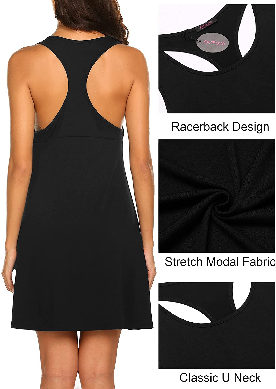 Avidlove Sleepwear for Women Tank Nightgown Chemise Racerback Sleeveless Sleep Dress Apparel & Accessories > Clothing > Sleepwear & Loungewear > Nightgowns Kylie Max