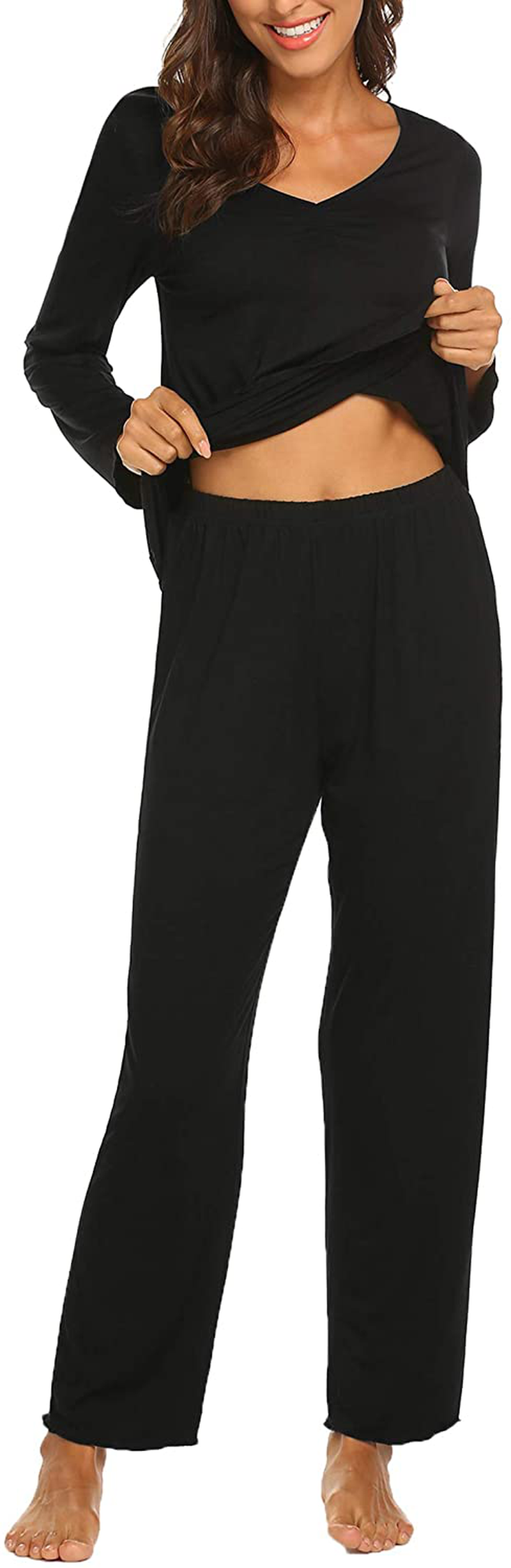 Ekouaer Women'S Pajama Set Long Sleeve Sleepwear Soft Loungewear Sets Pajamas Top and Pants Pjs S-XXL Apparel & Accessories > Clothing > Sleepwear & Loungewear > Pajamas Kylie Max