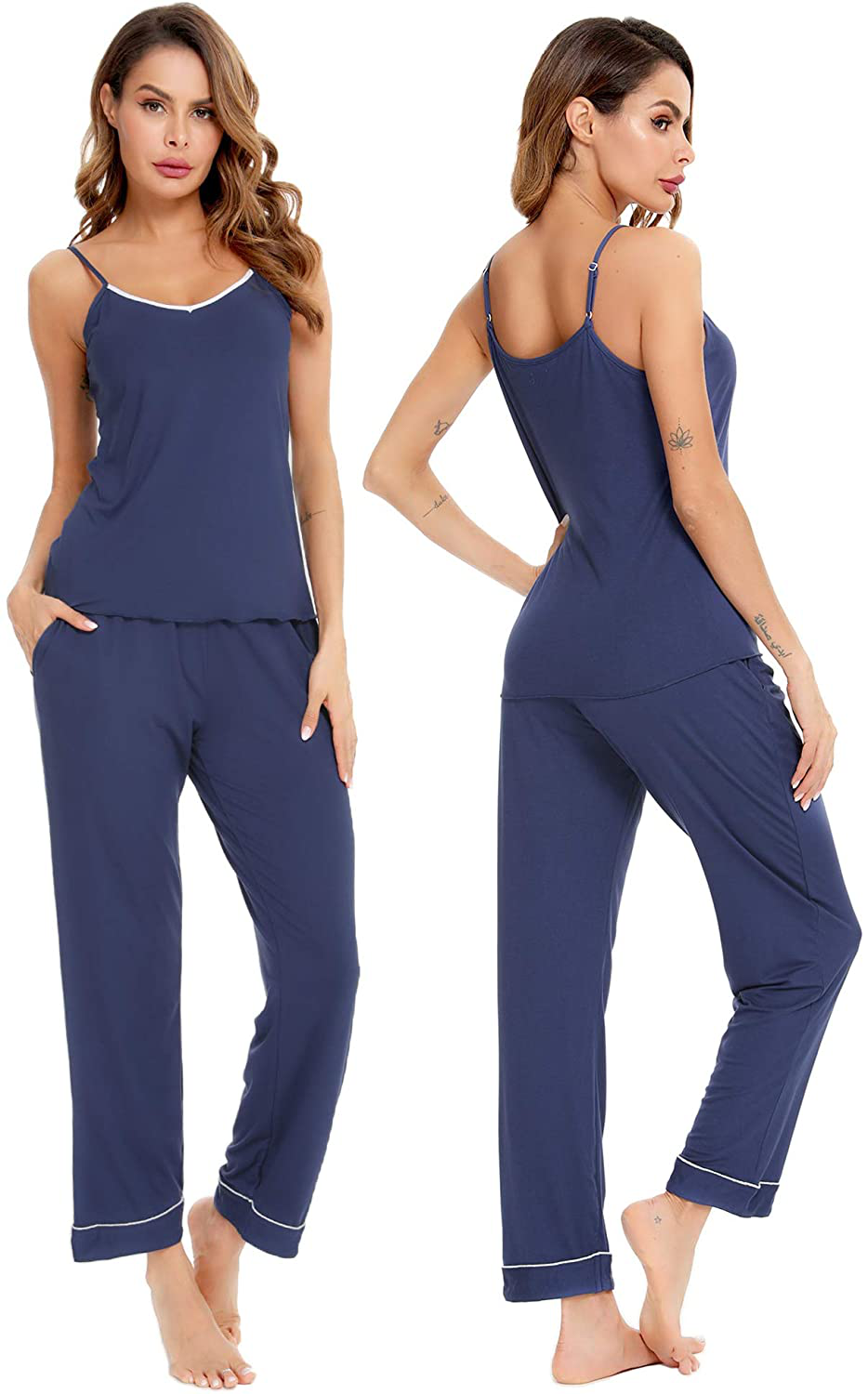 Lecgee Women'S Pajamas Set V-Neck Two Piece Sleepwear Spaghetti Strap Sleeveless Nightwear Apparel & Accessories > Clothing > Sleepwear & Loungewear Kylie Max