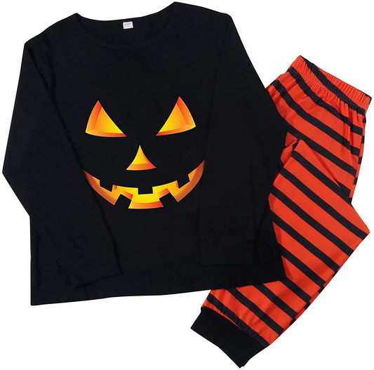 Generic family Fashion Casual Long Sleeve Halloween Lady Pajamas Set Long Sleeve Tops and Pants PJ Sets Family Pajamas Apparel & Accessories > Clothing > Sleepwear & Loungewear > Pajamas Generic Orange Medium