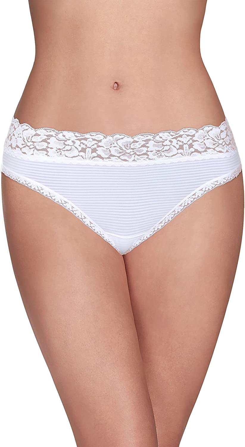 Vanity Fair Women'S Flattering Lace Panties Apparel & Accessories > Clothing > Underwear & Socks > Underwear Vanity Fair Bikini - White Stripe Bikini 5