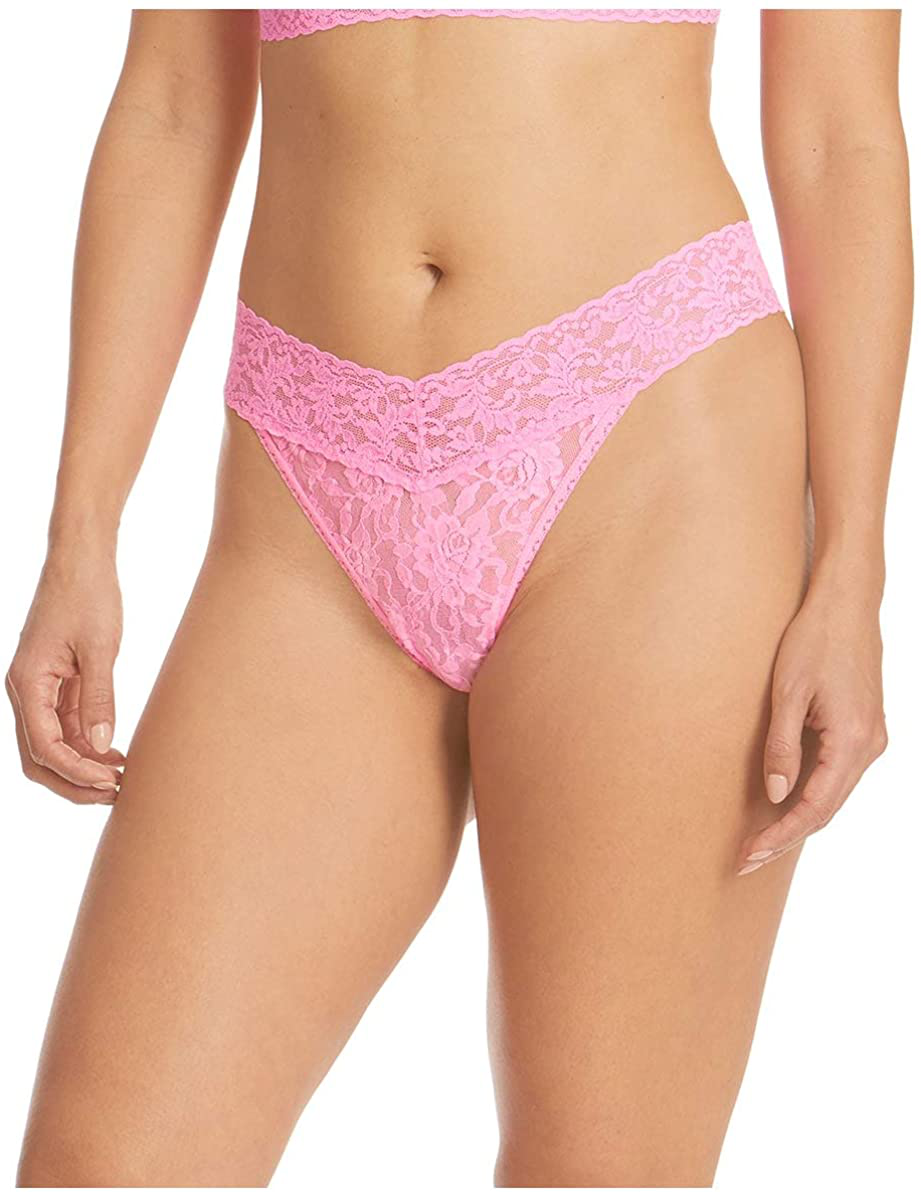 hanky panky, Signature Lace Original Rise Thong, One Size (4-14) Apparel & Accessories > Clothing > Underwear & Socks > Underwear hanky panky Glow Pink One Size