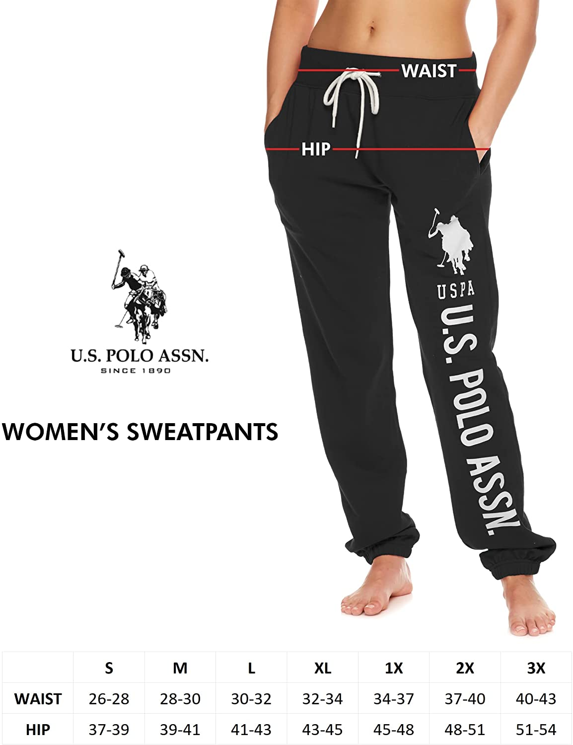 U.S. Polo Assn. Essentials Womens Sweatpants with Pockets - French Terry Jogger Sweats Apparel & Accessories > Clothing > Underwear & Socks > Underwear U.S. Polo Assn.