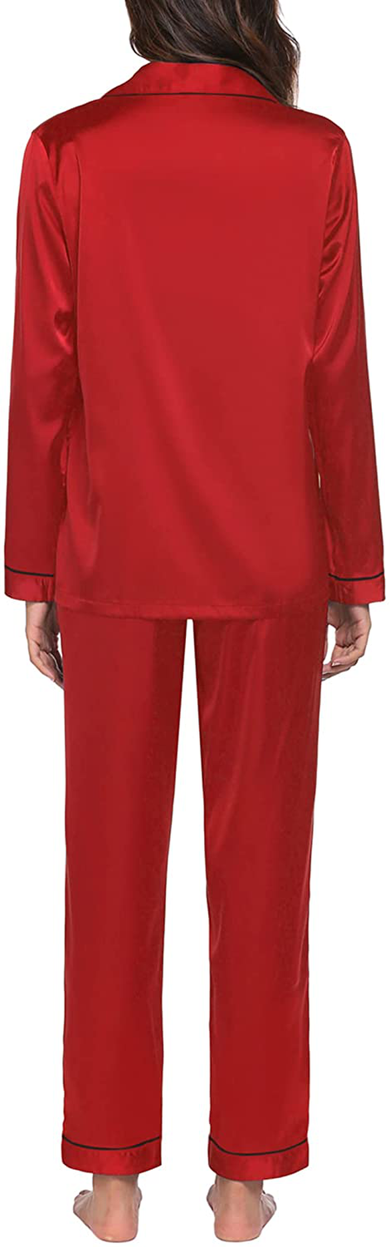 Ekouaer Satin Pajamas Women’S Long Sleeve Sleepwear Silk Soft Button down Loungewear Pjs Set S-XXL Apparel & Accessories > Clothing > Sleepwear & Loungewear > Pajamas Kylie Max