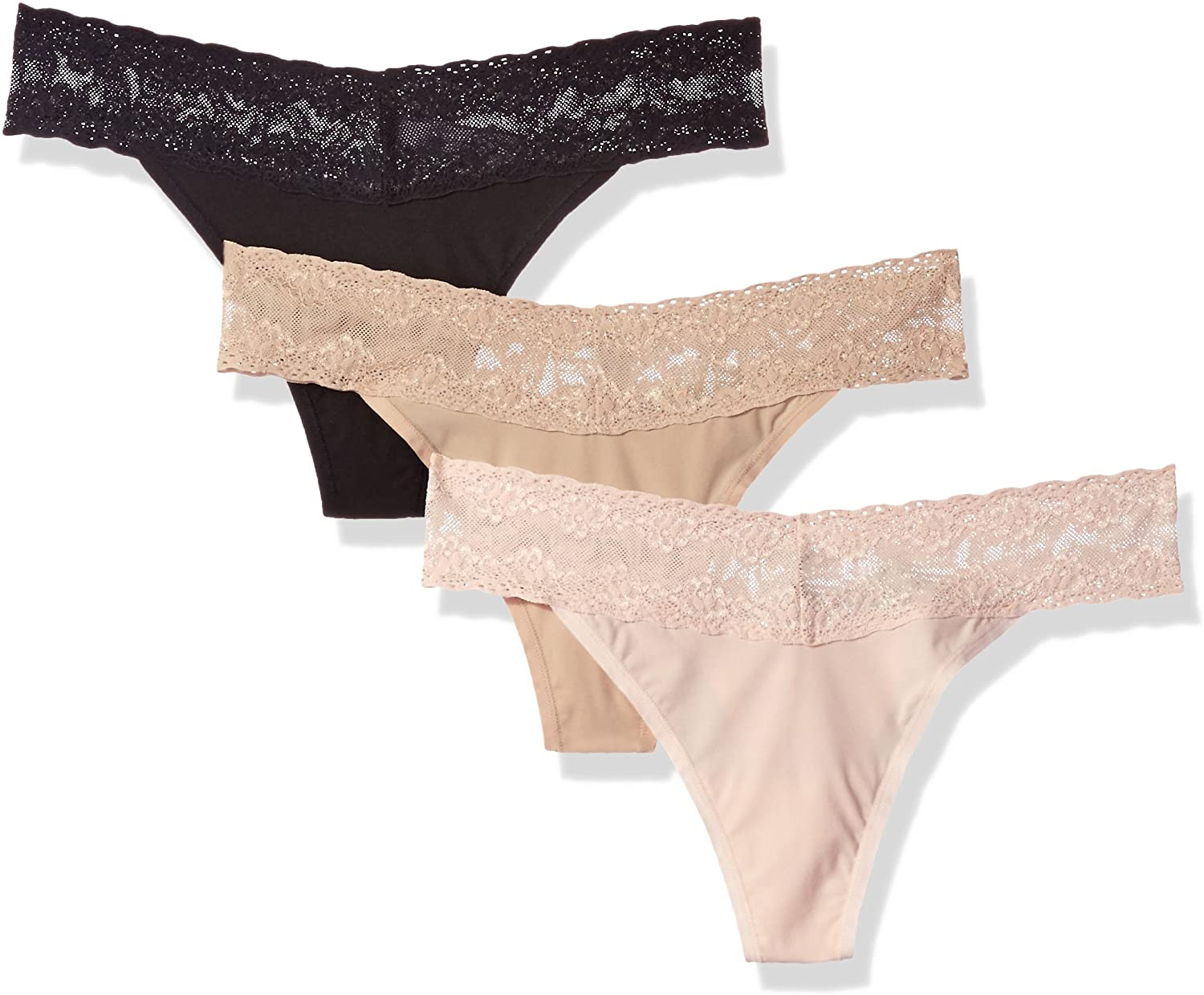 Natori Women'S Bliss Perfection One Size Thong Apparel & Accessories > Clothing > Underwear & Socks > Underwear Natori Cameo Rose/Black/Caffe One Size