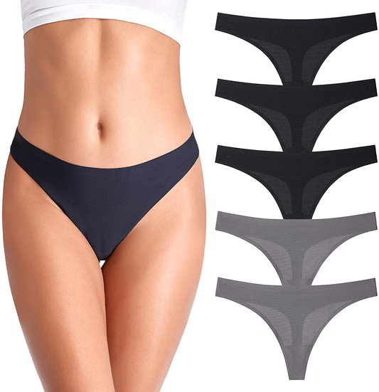 Thong underwear for women,No Show Breathable Cotton Womens Thongs Underwear Seamless Thongs for Women Apparel & Accessories > Clothing > Underwear & Socks > Underwear QOVOQ Multicoloured F-5pack Medium