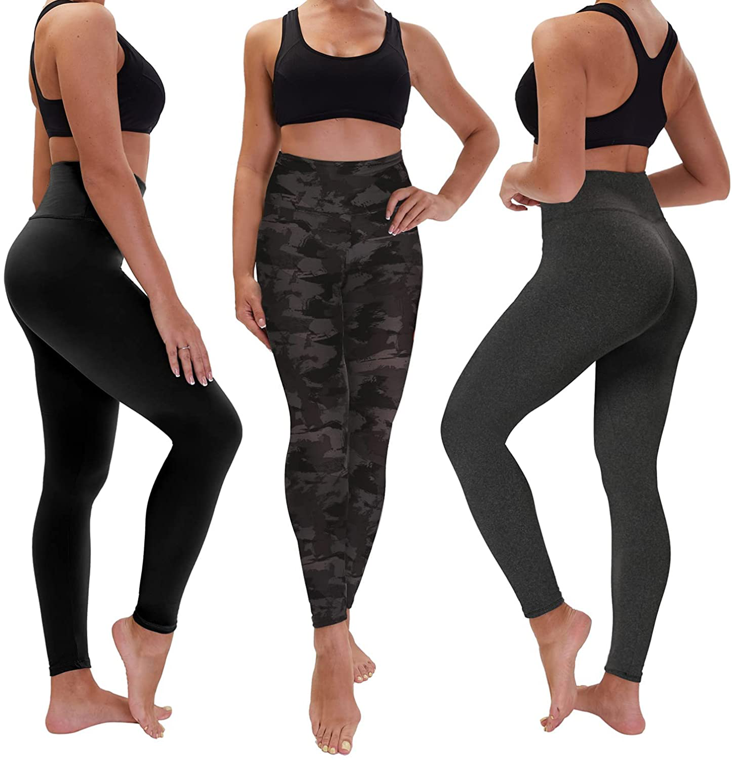 TNNZEET 3 Pack High Waisted Leggings for Women - Buttery Soft Workout Running Yoga Pants Apparel & Accessories > Clothing > Activewear TNNZEET