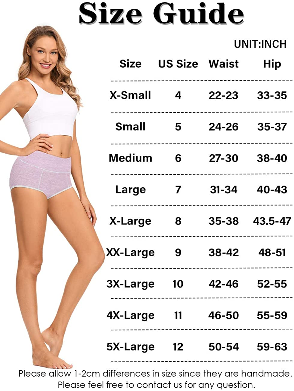 POKARLA Women'S High Waisted Cotton Underwear Soft Breathable Panties Stretch Briefs Regular & plus Size 5-Pack Apparel & Accessories > Clothing > Underwear & Socks > Underwear POKARLA