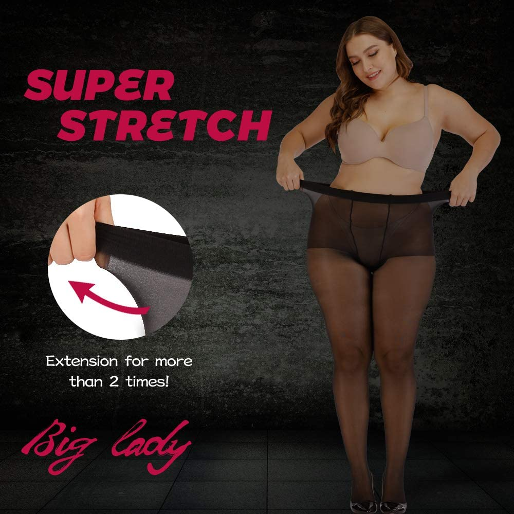 ARRUSA Super Durable plus Size Tights, High Waist Control Top Sheer Pantyhose, Shiny Nylon Thigh High Stockings for Women… Apparel & Accessories > Clothing > Underwear & Socks > Shapewear ARRUSA