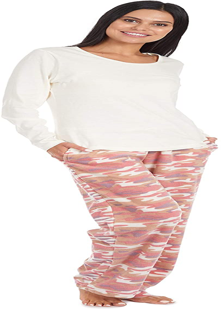 Cherokee Women's Soft Pajama Shirt and Pants Set Apparel & Accessories > Clothing > Sleepwear & Loungewear > Pajamas Cherokee Pink Camo Large