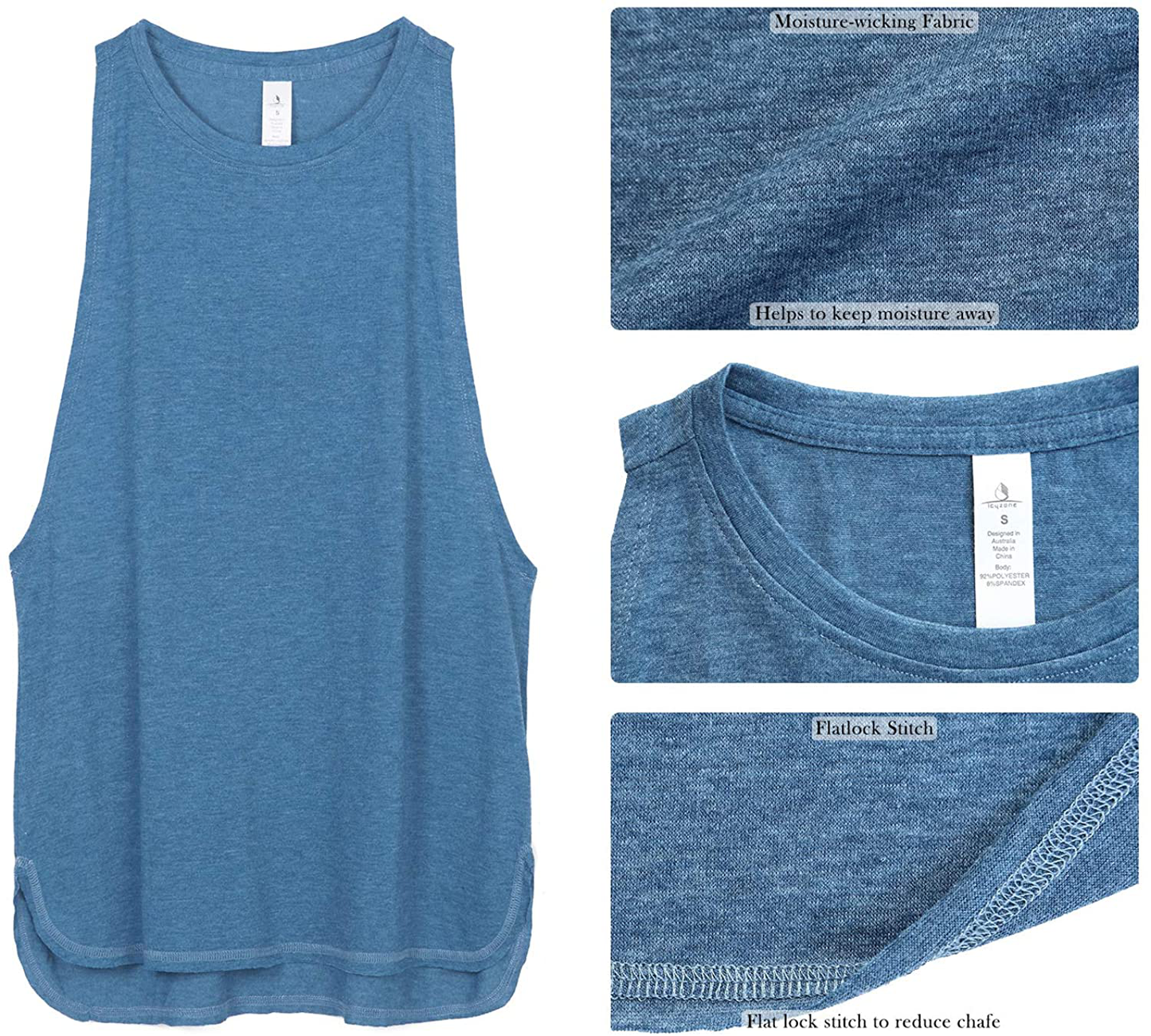 Icyzone Workout Tank Tops for Women - Running Muscle Tank Sport Exercise Gym Yoga Tops Athletic Shirts(Pack of 3) Apparel & Accessories > Clothing > Activewear Kylie Max
