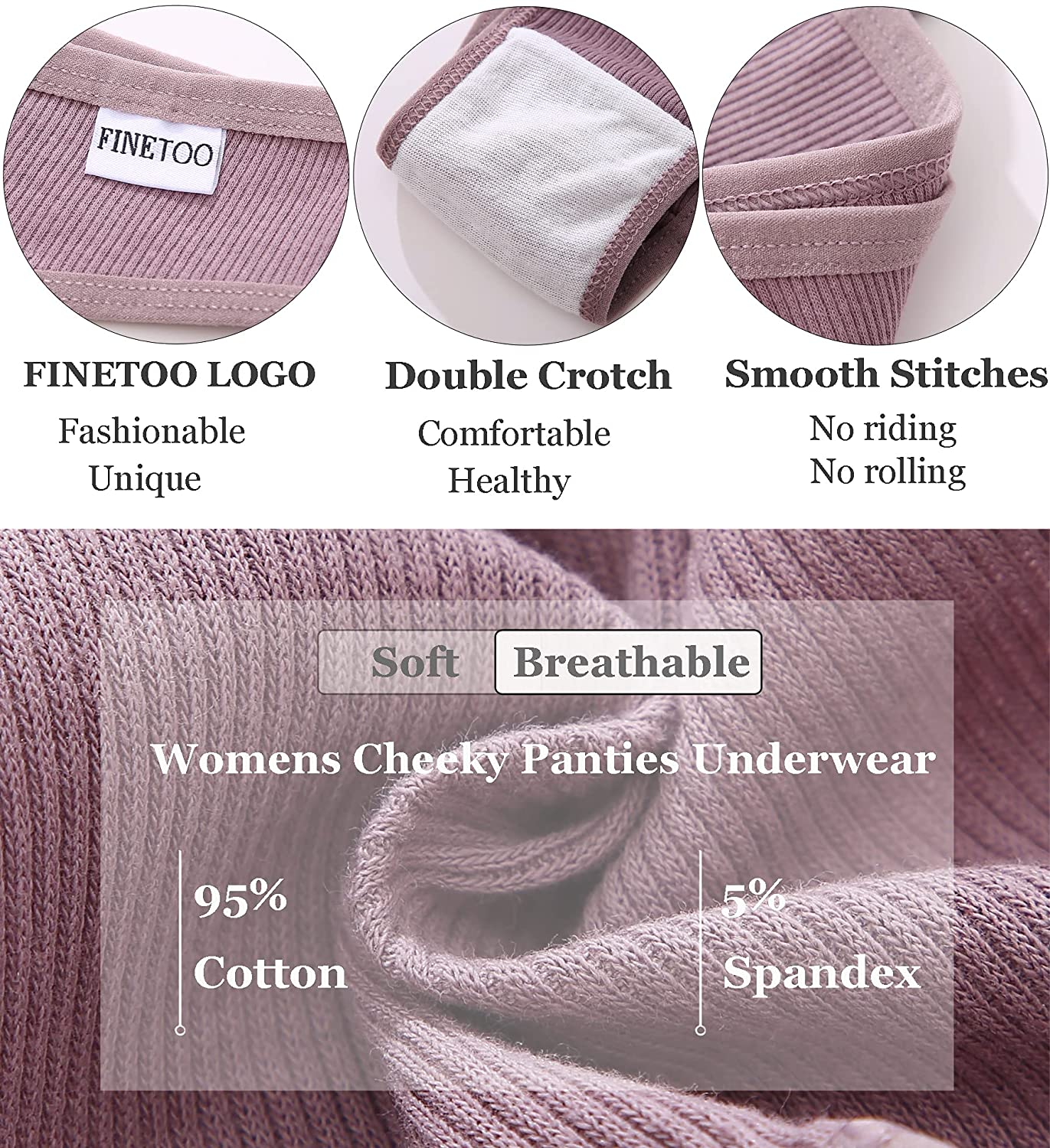 FINETOO 10 Pack Womens Cotton Underwear Sexy Stretch Bikini Panties Low Rise Hipster Ladies Soft V-Waist Cheeky S-XL Apparel & Accessories > Clothing > Underwear & Socks > Underwear KYLIE MAX