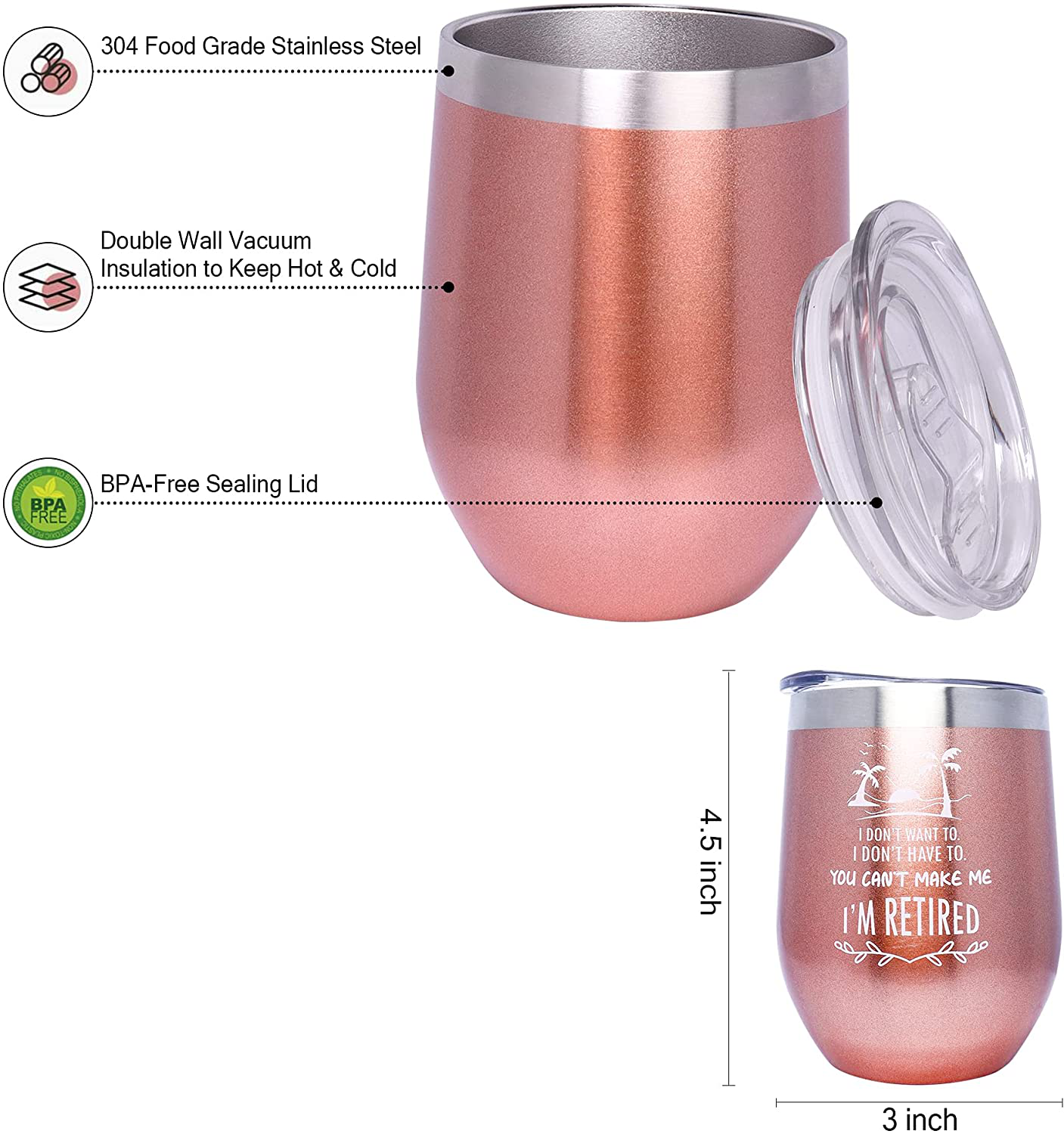 Valporia Retirement Gifts for Women 2021 Insulated Wine Tumbler with Sayings + If You Can Read This Socks + Wine Stopper for Women Birthday Gifts for Women Rose Gold Stainless Steel Xmas Gifts Arts & Entertainment > Party & Celebration > Gift Giving Valporia