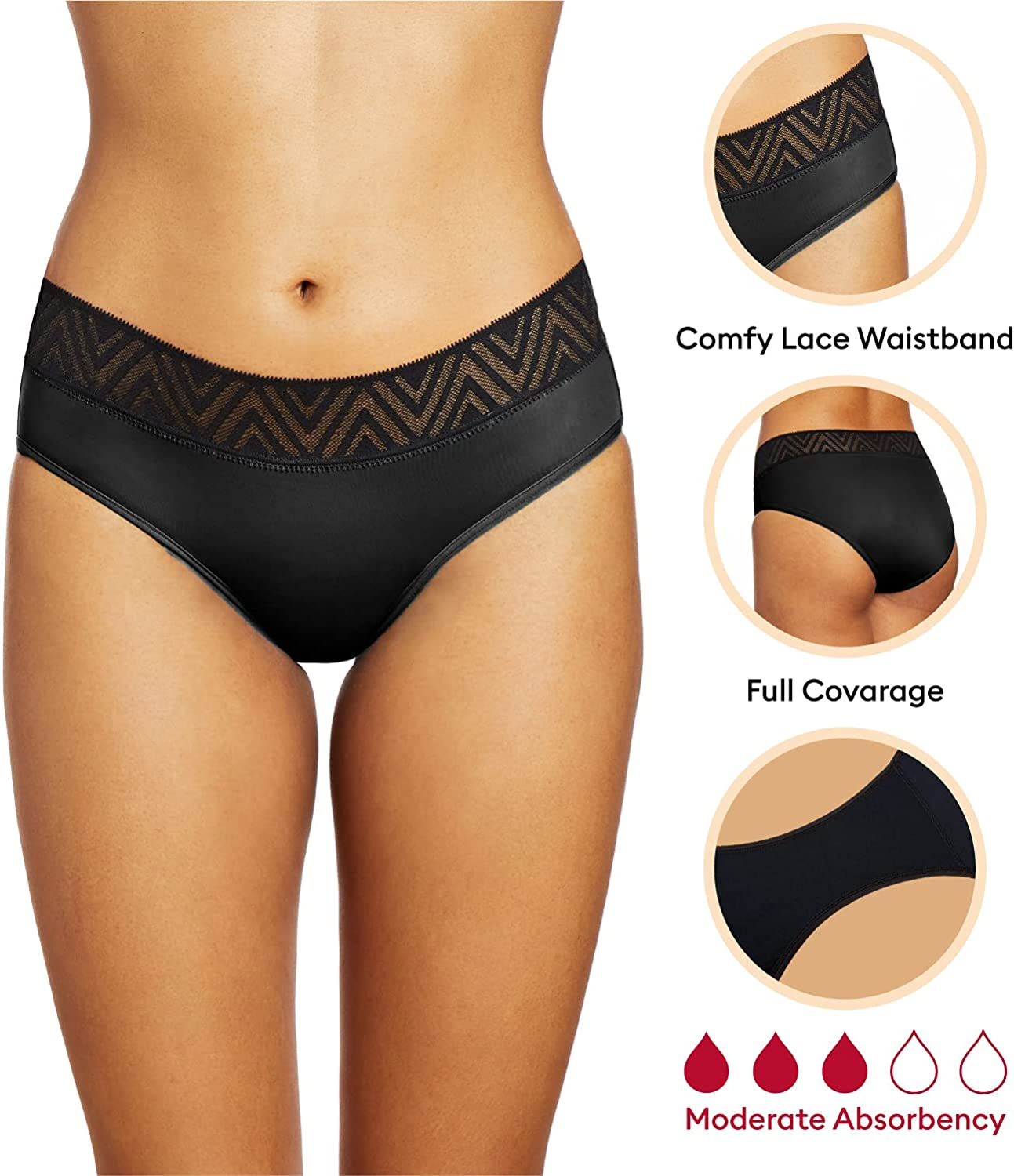 Thinx Hiphugger Menstrual Underwear| Period Underwear for Women| Period Panties Apparel & Accessories > Clothing > Underwear & Socks > Underwear THINX
