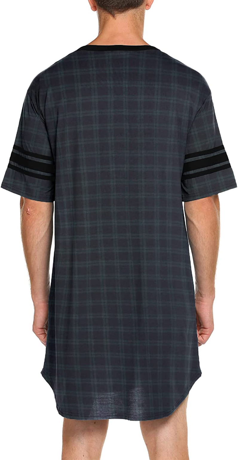 Ekouaer Men'S Nightshirt, Cotton Nightwear Comfy Big&Tall V Neck Short Sleeve Soft Loose Pajama Sleep Shirt Apparel & Accessories > Clothing > Sleepwear & Loungewear > Nightgowns Kylie Max