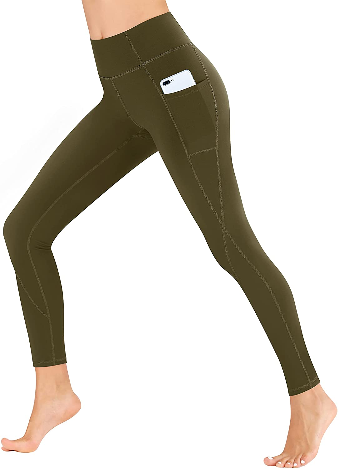 Heathyoga Yoga Pants for Women with Pockets High Waisted Leggings with Pockets for Women Workout Leggings for Women Apparel & Accessories > Clothing > Underwear & Socks > Shapewear Heathyoga Tea Small