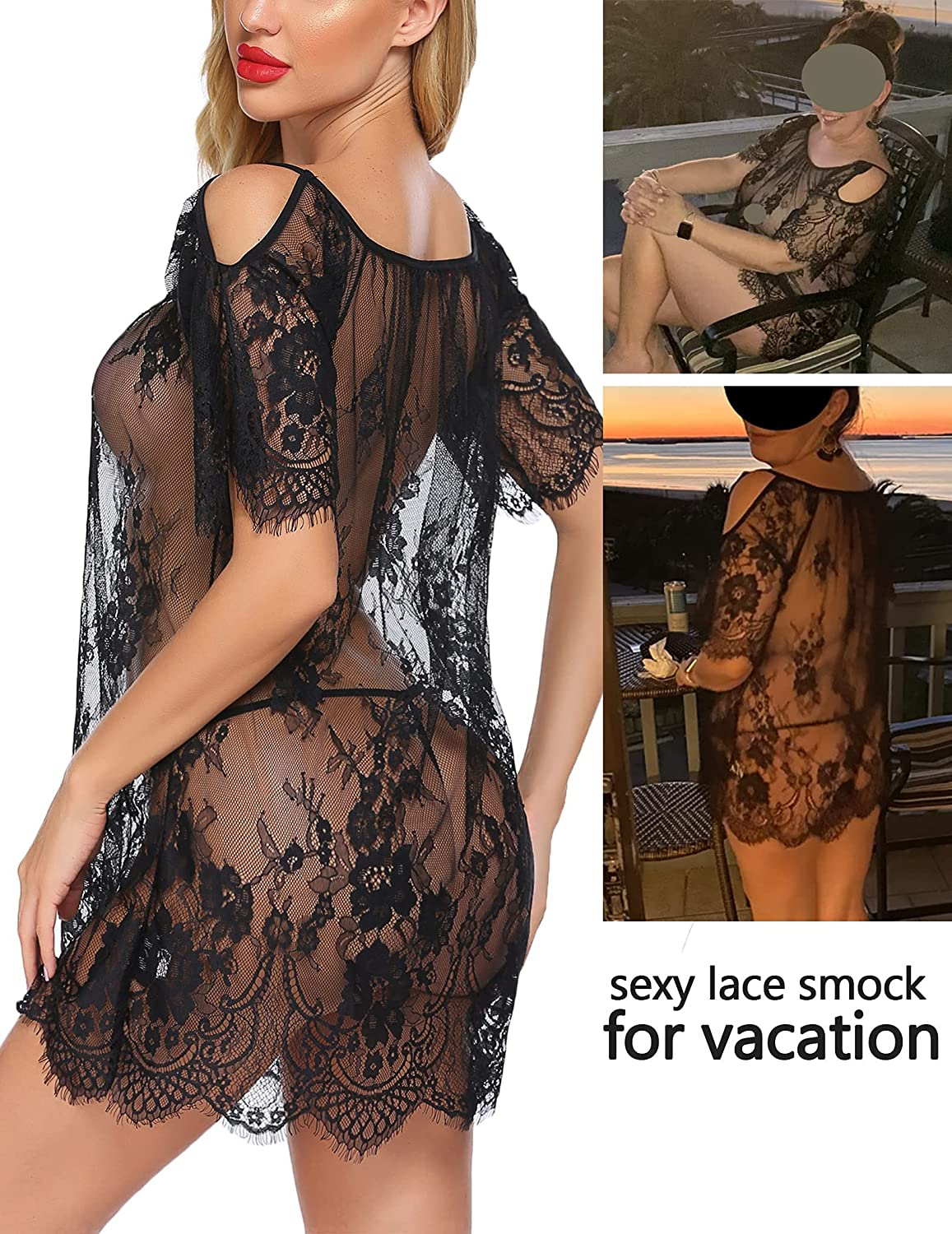 Avidlove Women Chemises Lace Smock Lingerie Mini Babydoll Lingerie Sleepwear S-4XL Apparel & Accessories > Clothing > Underwear & Socks > Lingerie Avidlove