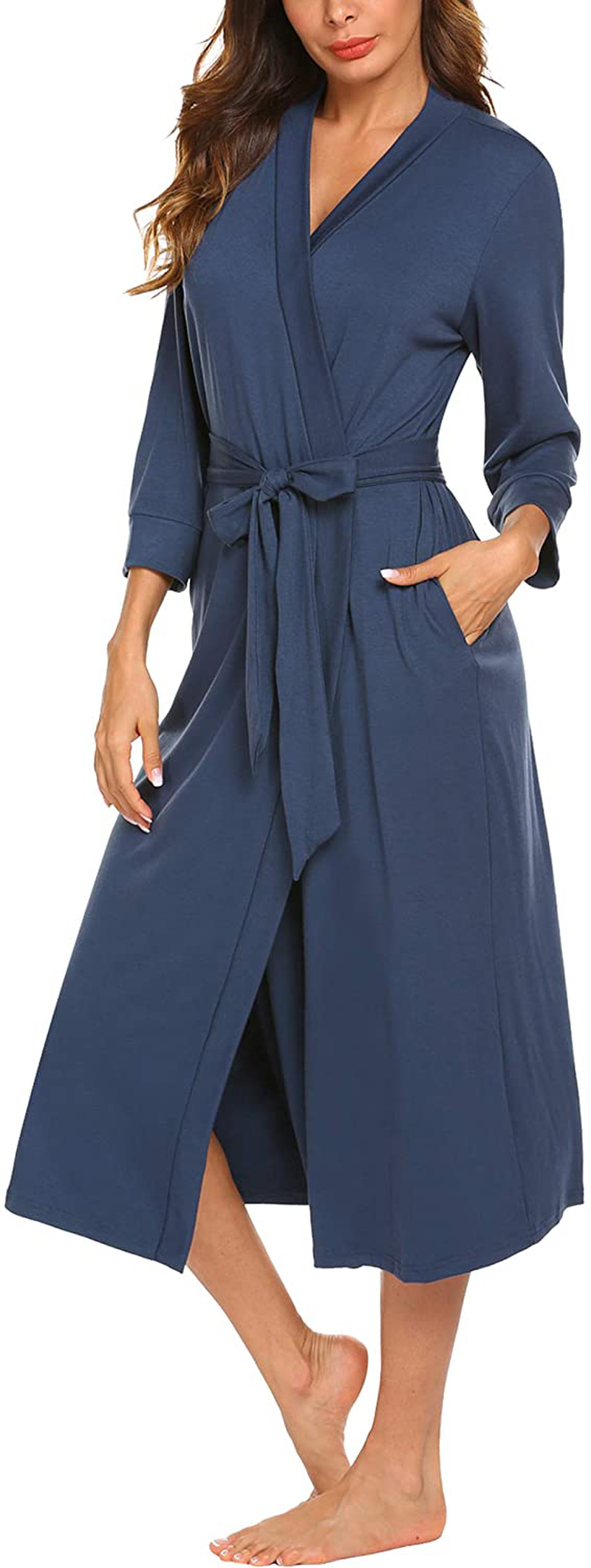MAXMODA Women Kimono Robes Long Knit Bathrobe Soft Robe Casual Ladies Loungewear S-3XL Apparel & Accessories > Clothing > Sleepwear & Loungewear > Robes Kylie Max