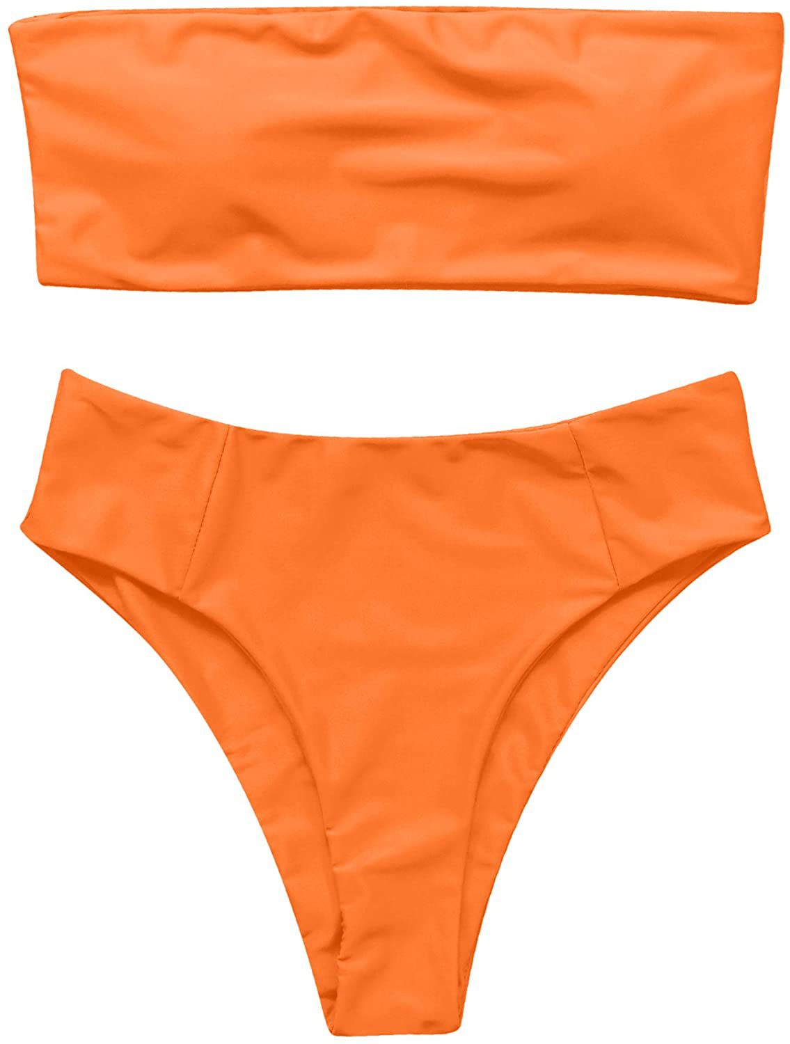 OMKAGI Women's 2 Pieces Bandeau Bikini Swimsuits Off Shoulder High Waist Bathing Suit High Cut Apparel & Accessories > Clothing > Swimwear OMKAGI 3-orange Large