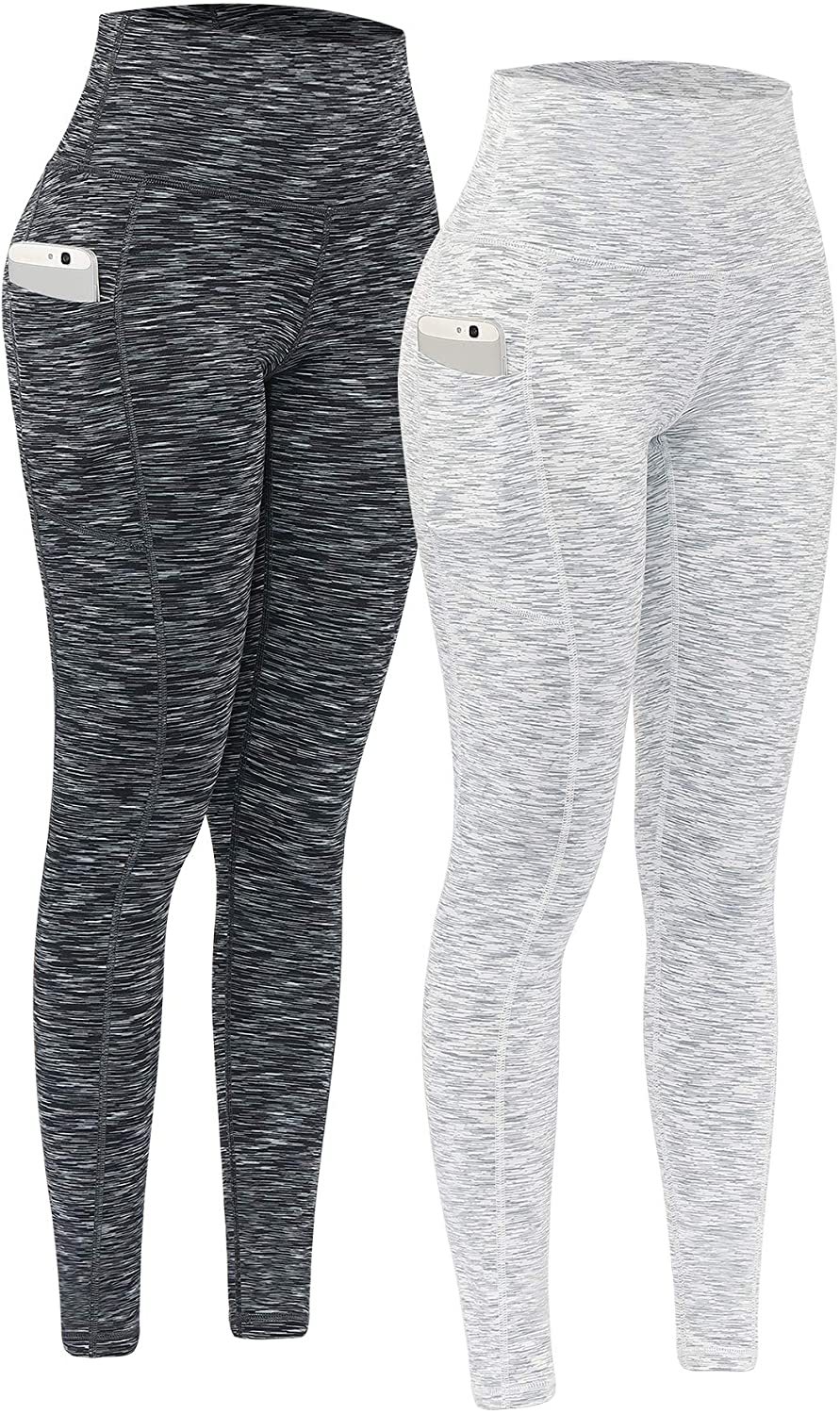 Fengbay 2 Pack High Waist Yoga Pants, Pocket Yoga Pants Tummy Control Workout Running 4 Way Stretch Yoga Leggings Apparel & Accessories > Clothing > Activewear Fengbay Dr Black & 1203 White X-Large