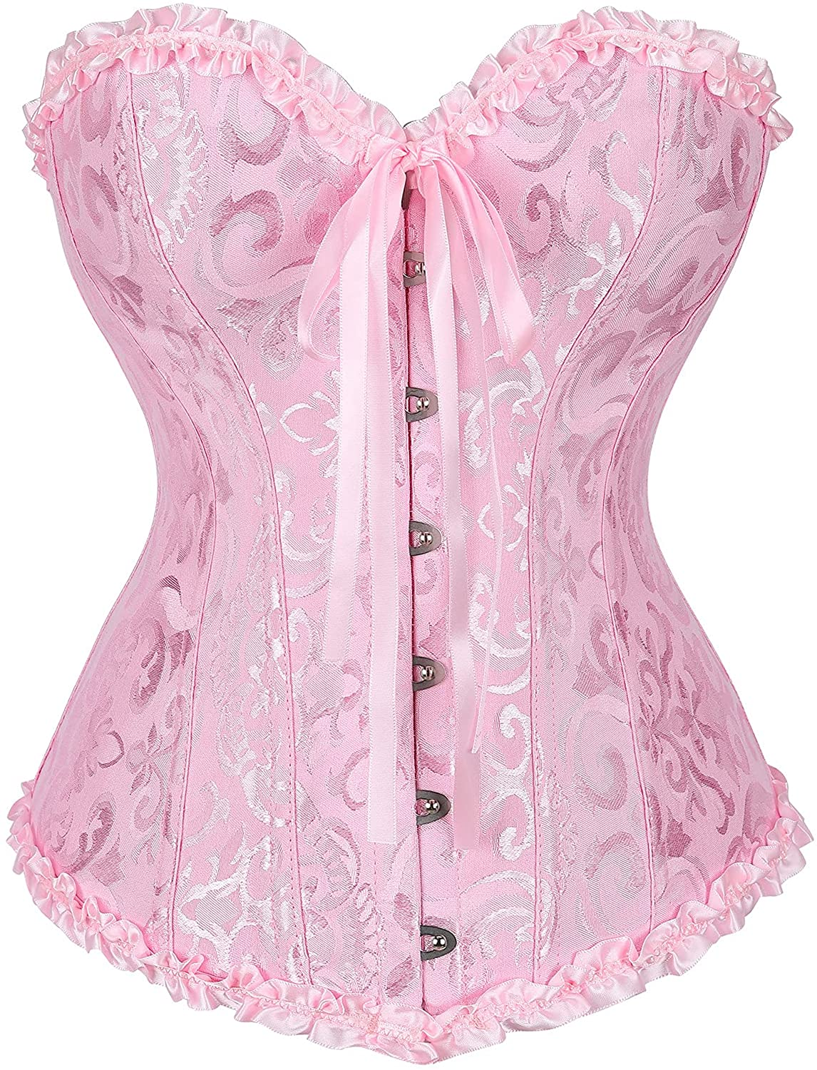 Women Lace up Back Sexy Floral Corset for Women Lingerie Bustier Top plus Size Apparel & Accessories > Clothing > Underwear & Socks > Lingerie Zhitunemi