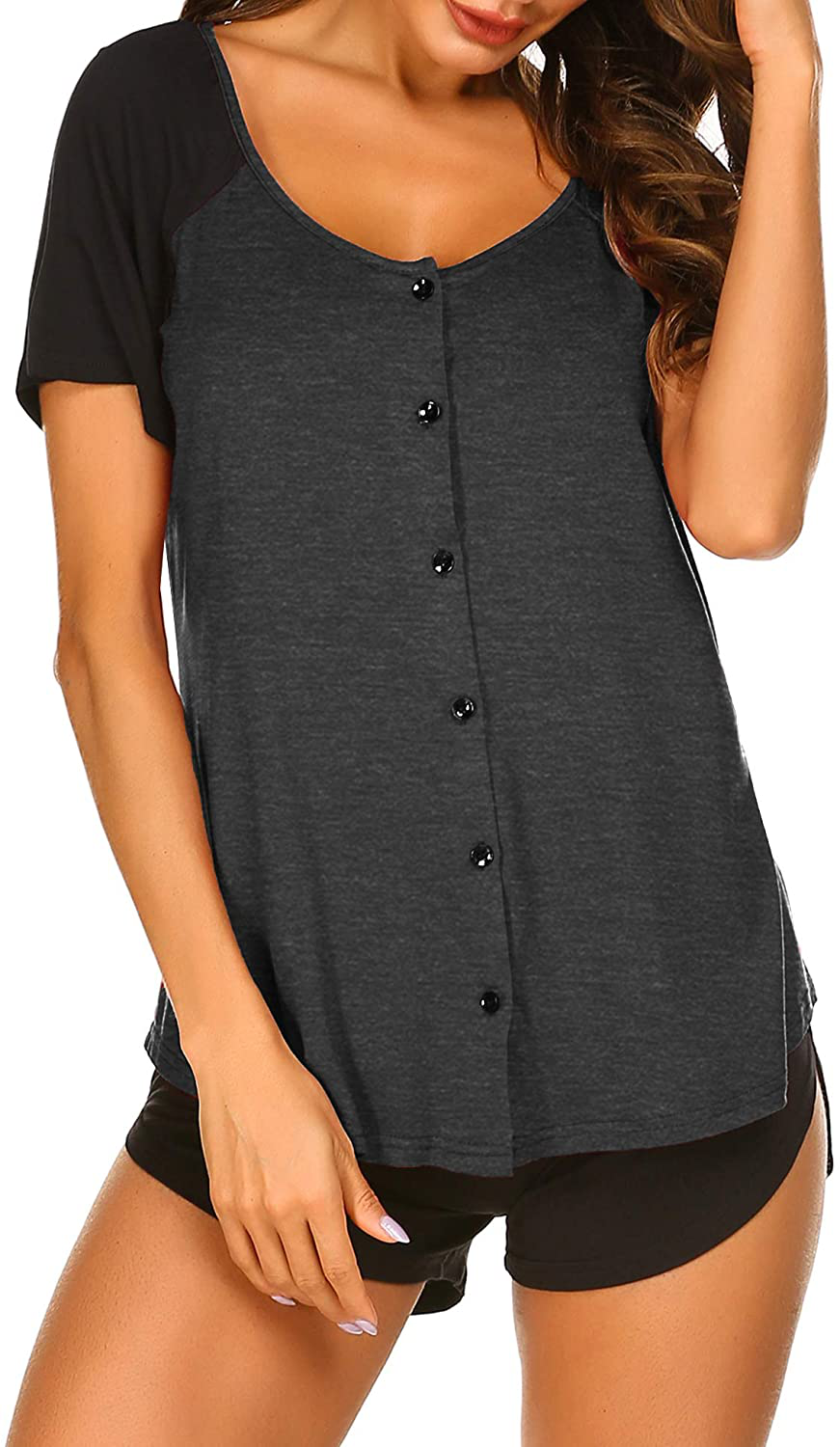 Ekouaer Women's Pajama Short Sleeve Sleepwear Soft Pj Set Top and Shorts Pajamas Set Apparel & Accessories > Clothing > Sleepwear & Loungewear > Pajamas Ekouaer