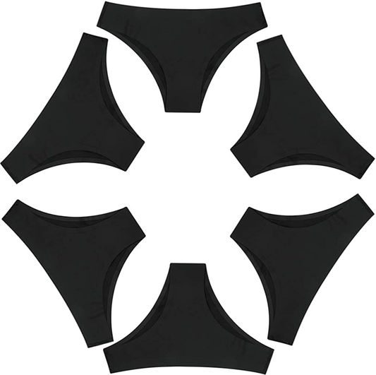 Nightaste Women Seamless No Show Tanga Panties Pack of 6Pcs Half Back Coverage Cheeky Bikini Thong Underwear Apparel & Accessories > Clothing > Underwear & Socks > Underwear Nightaste 6 Blacks X-Large