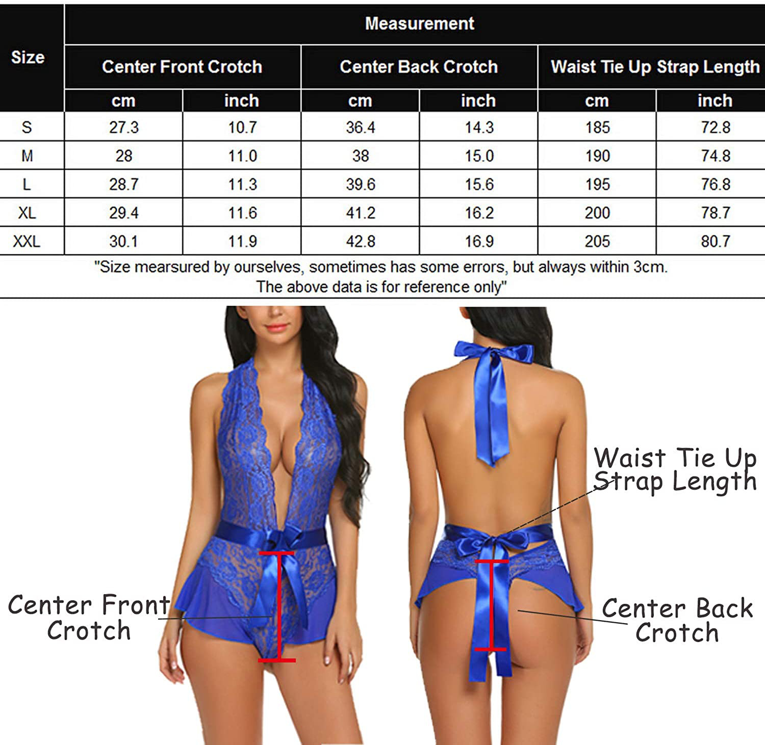 Avidlove Womens One Piece Lingerie Lace Bodysuit Halter V Neck Teddy Lingerie Negligee Babydoll Apparel & Accessories > Clothing > Underwear & Socks > Lingerie Avidlove