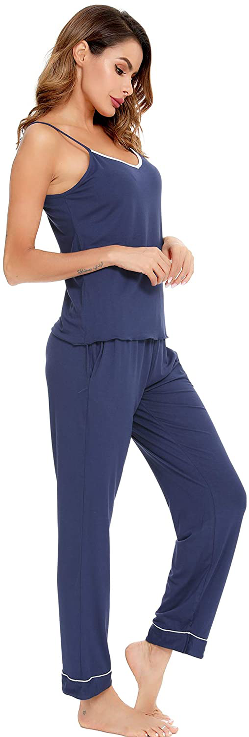 Lecgee Women'S Pajamas Set V-Neck Two Piece Sleepwear Spaghetti Strap Sleeveless Nightwear Apparel & Accessories > Clothing > Sleepwear & Loungewear Kylie Max