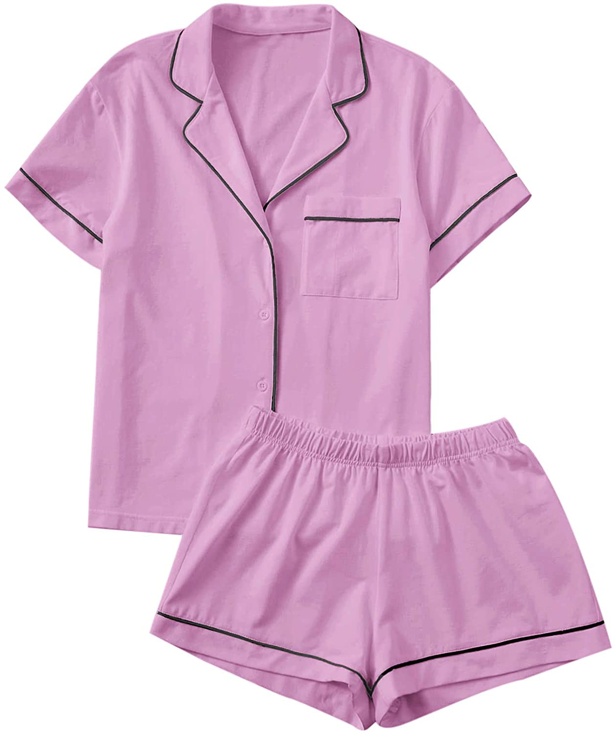 Floerns Women's Notch Collar Short Sleeve Sleepwear Two Piece Pajama Set Apparel & Accessories > Clothing > Sleepwear & Loungewear > Pajamas Floerns